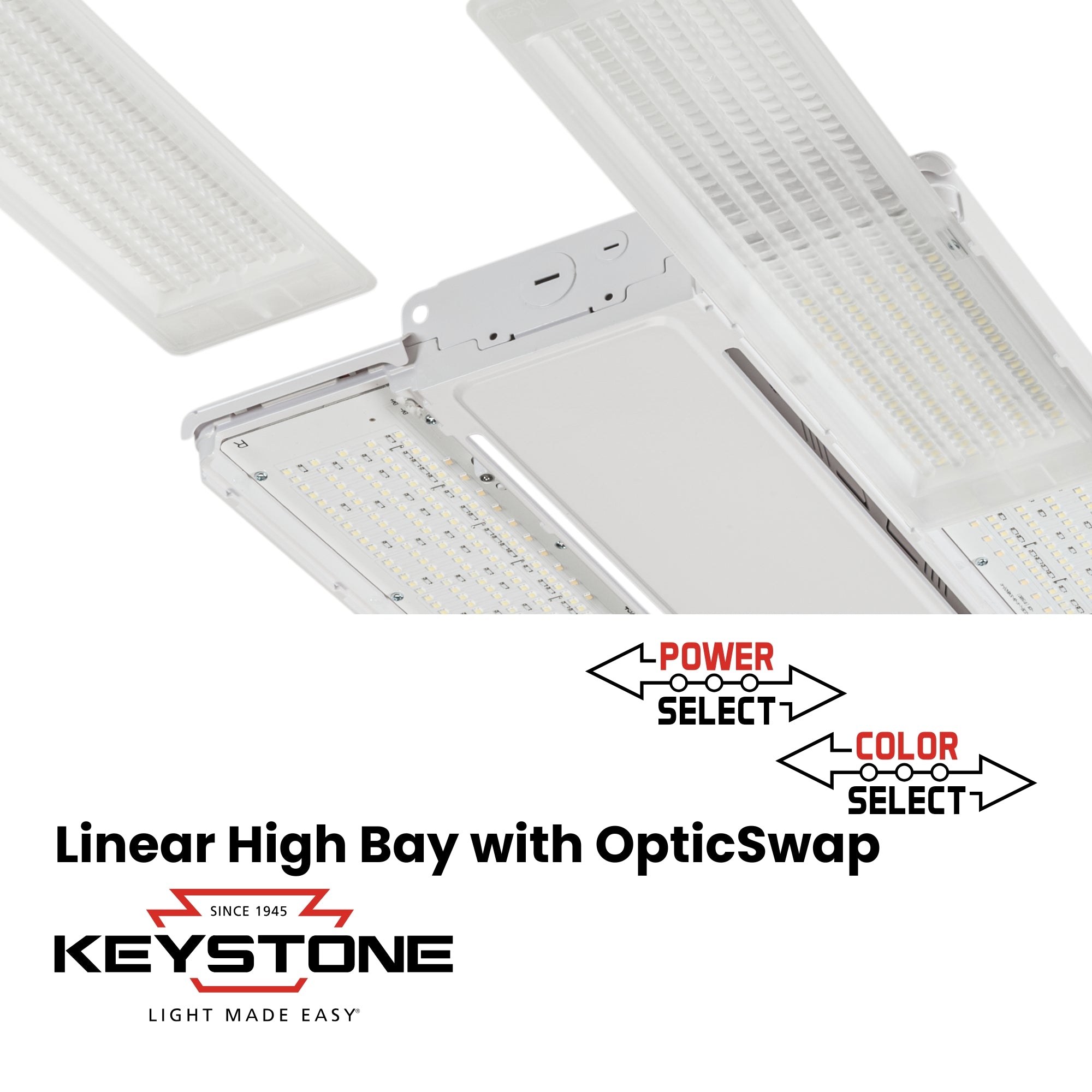 Keystone OpticSwap 2FT Linear High Bay 39120 Lumens Selectable 240W/200W/150W Selectable CCT 120-277V Suspended Mount