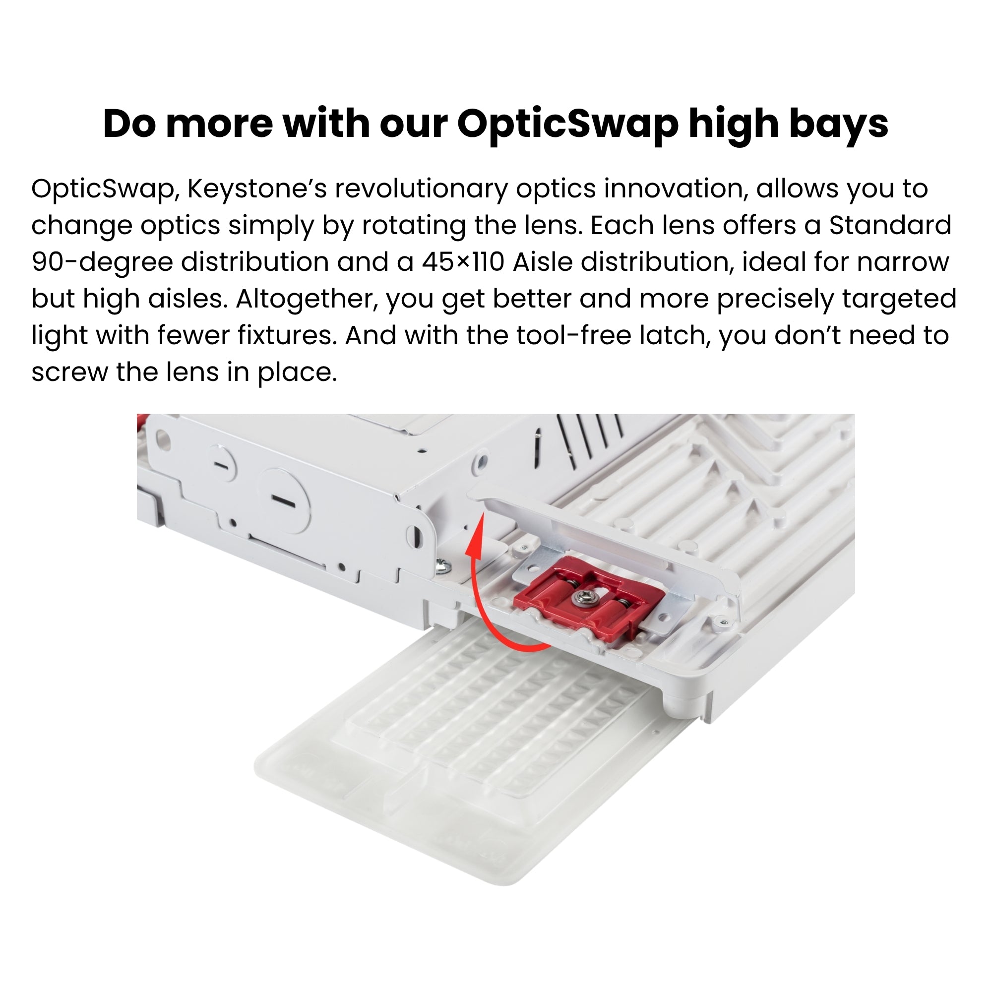 Keystone OpticSwap 2FT Linear High Bay 39120 Lumens Selectable 240W/200W/150W Selectable CCT 120-277V Suspended Mount