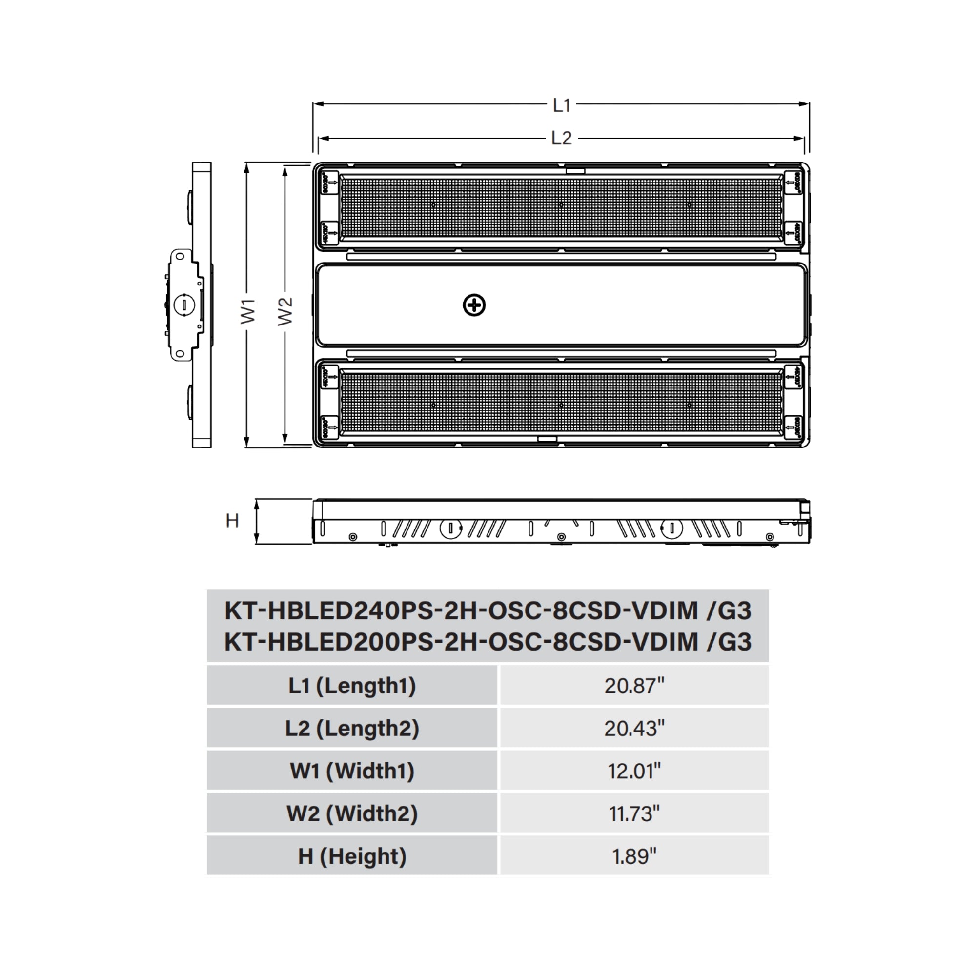 Keystone OpticSwap 2FT Linear High Bay 39120 Lumens Selectable 240W/200W/150W Selectable CCT 120-277V Suspended Mount
