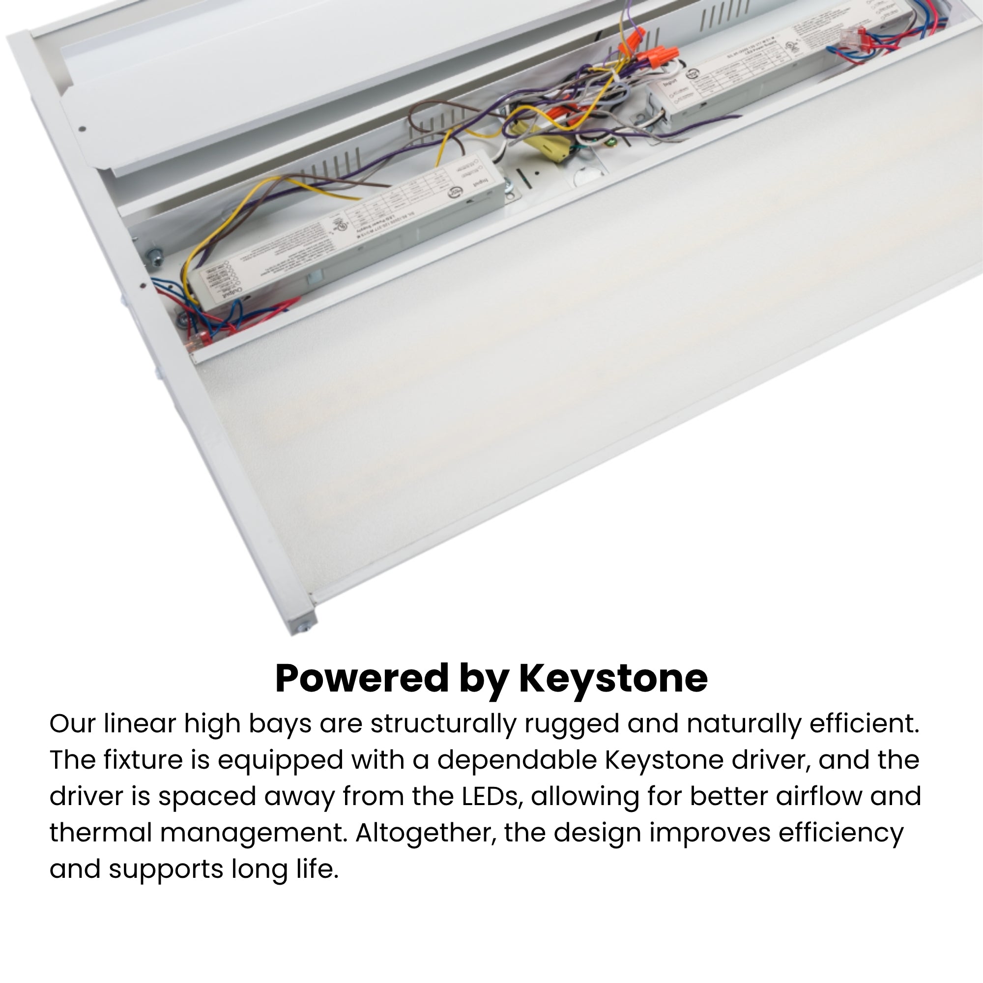 Keystone Technologies - 4ft Industrial LED High Bay Light, 270W, 40000 Lumens, 5000K, 120-277V | Bees Lighting