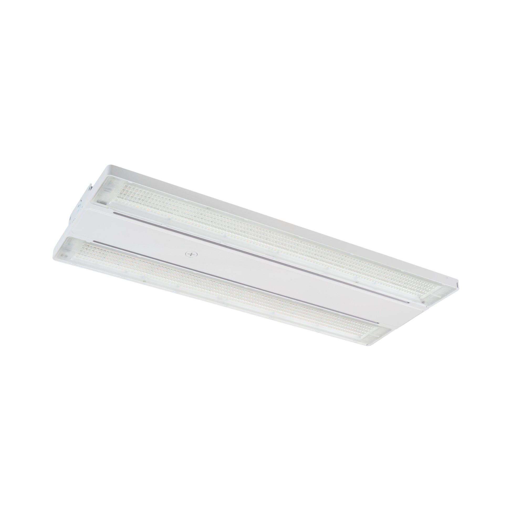 Keystone Technologies KT-HBLED400PS-3H-OSC-8CSD-VDIM-G3 Keystone OpticSwap 3FT Linear High Bay 64000 Lumens Selectable 400W/320W/240W Selectable CCT 120-277V Suspended Mount - White linear LED high bay light with slim rectangular shape and dual translucent panels for commercial and industrial.