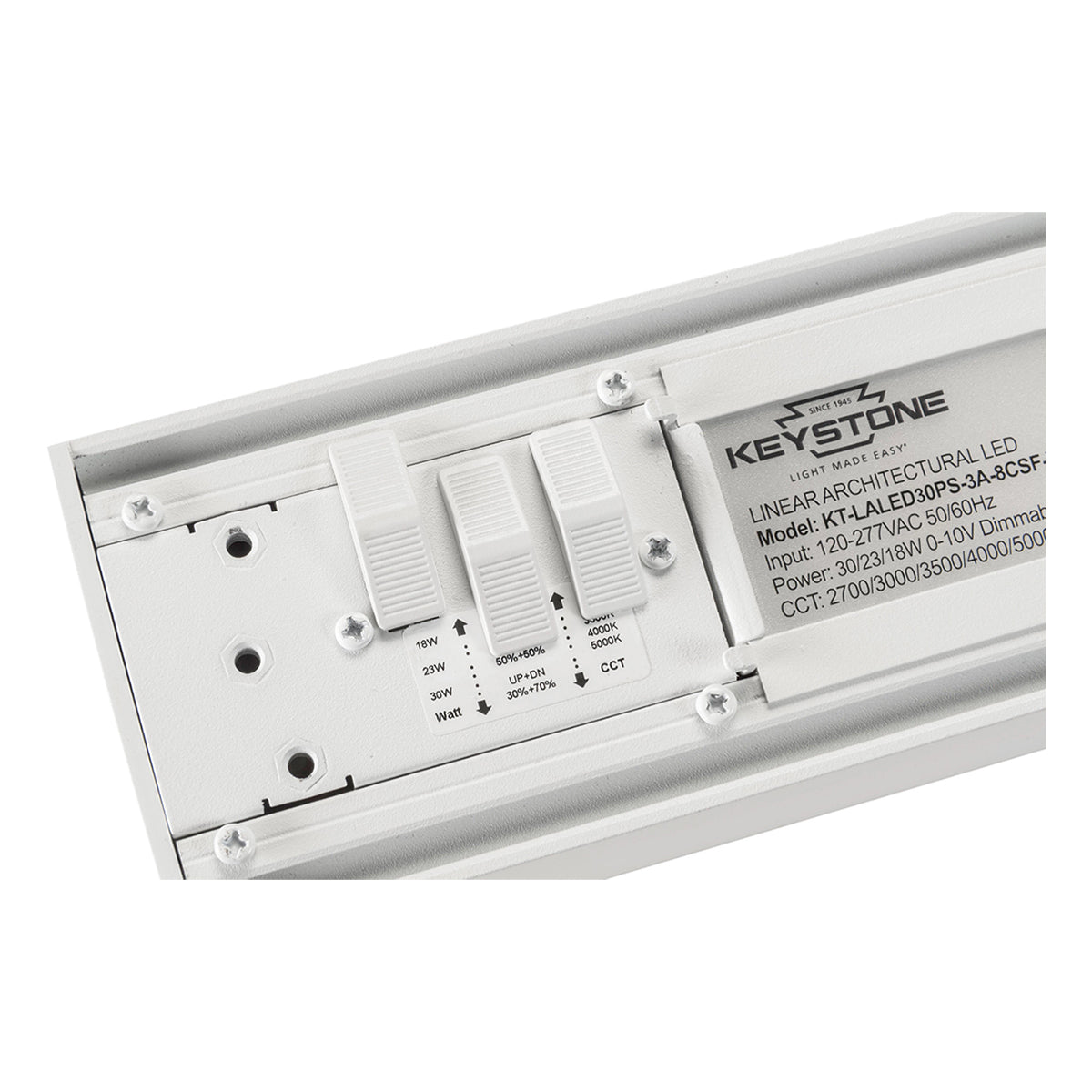 3ft LED Linear Light, 30W, 3900 Lumens, 5 CCT Selectable, White, 120-277V - Bees Lighting