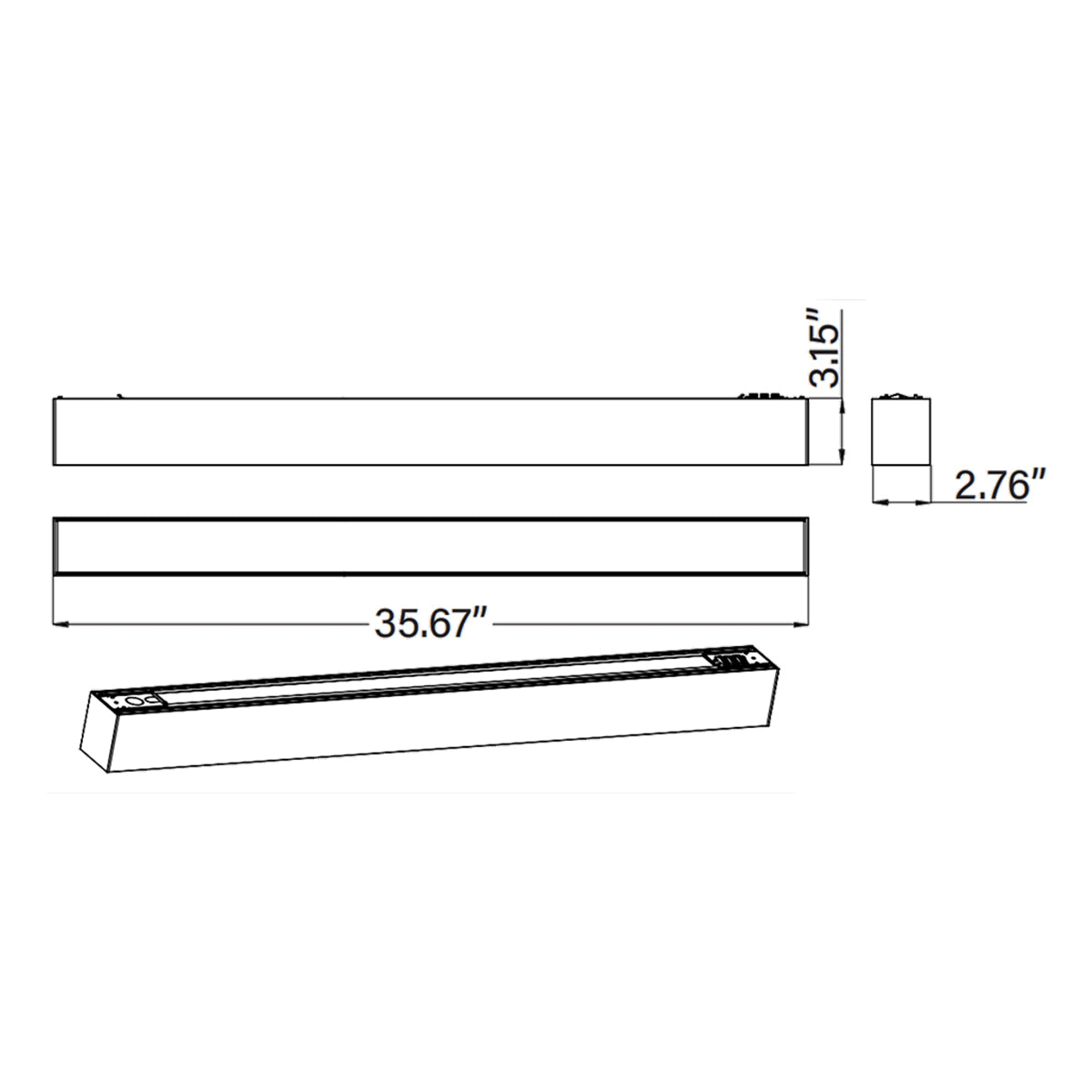 3ft LED Linear Light, 30W, 3900 Lumens, 5 CCT Selectable, White, 120-277V - Bees Lighting