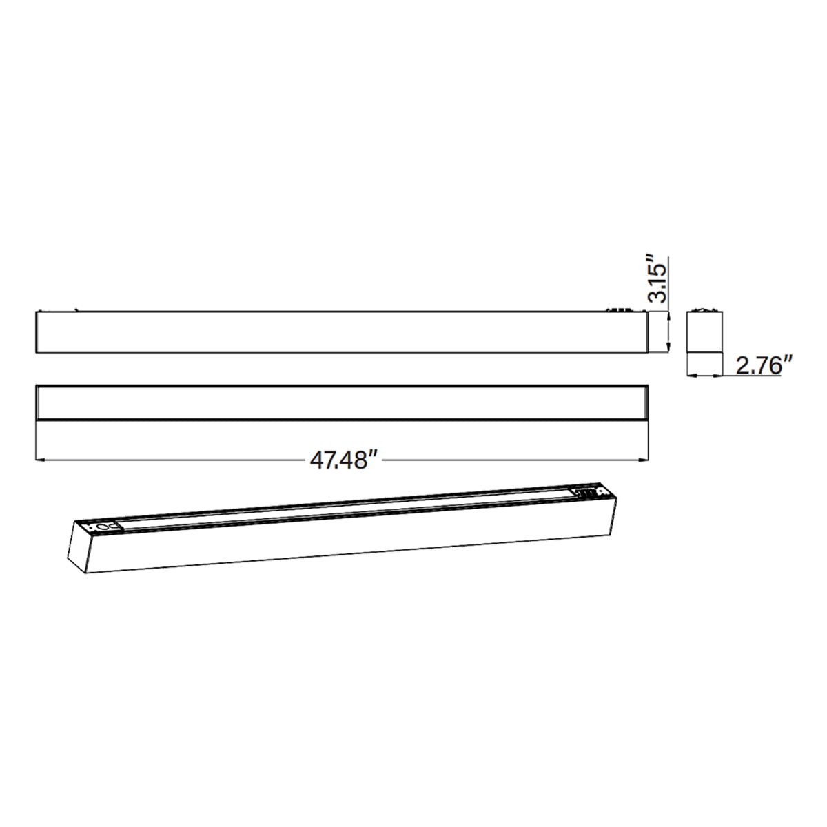 4ft LED Linear Light, 40W, 5200 Lumens, 5 CCT Selectable, Black, 120-277V - Bees Lighting