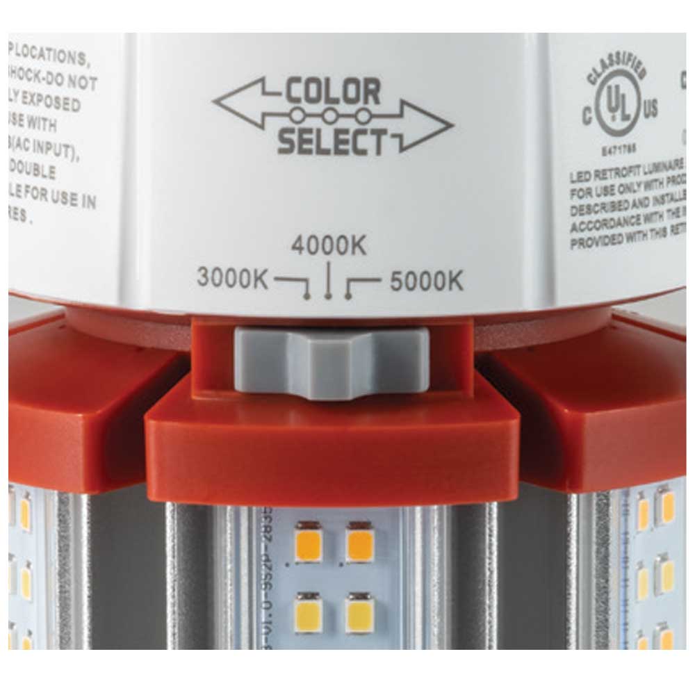 LED Corn Retrofit Lamp, 36W, 5220 Lumens, Selectable CCT, 30K/40K/50K, E26 Base, 120-277V