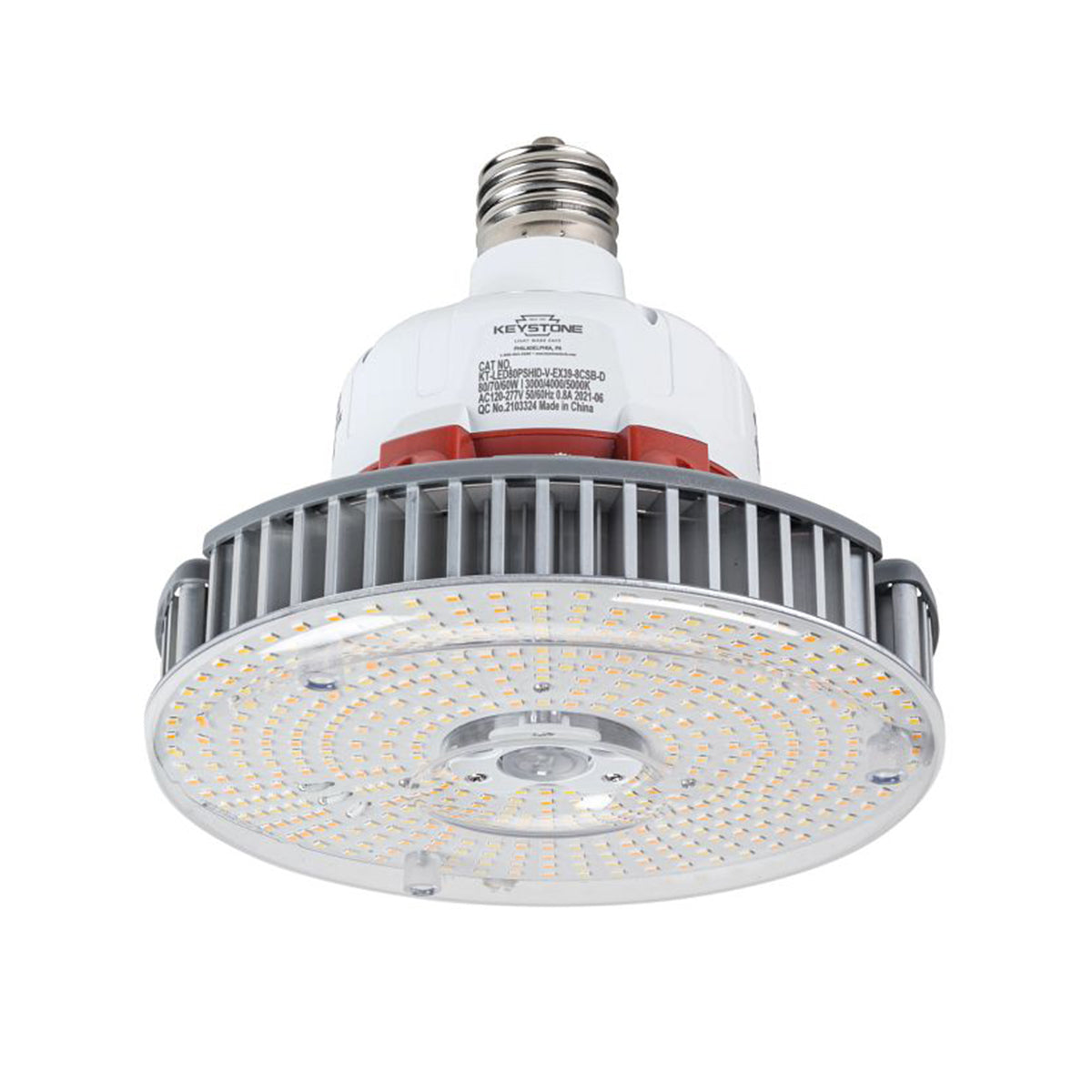 HID LED High Bay Lamp, 60W|70W|80W, 12000 Lumens, Selectable CCT, EX39 Mogul Base, 120-277V - Bees Lighting