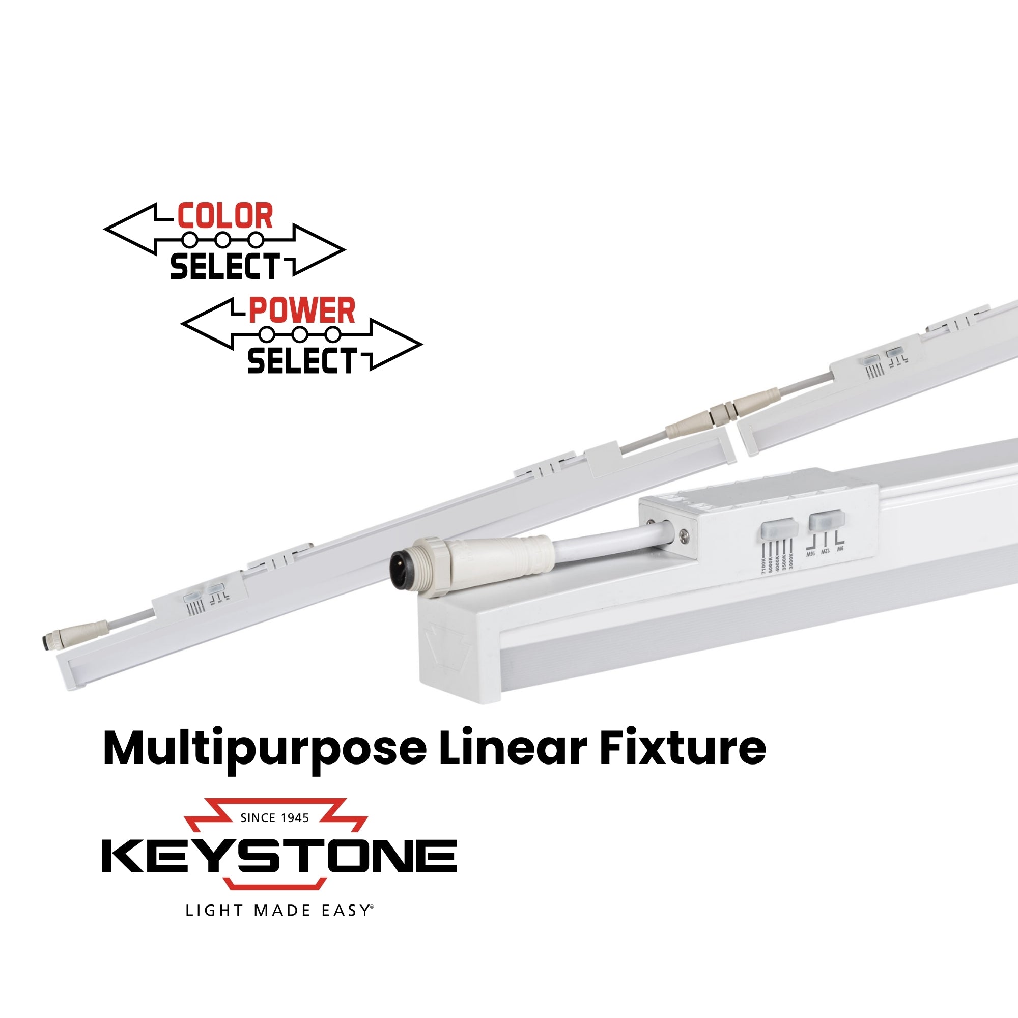 2ft LED Multi-Purpose Linear Fixture, 16W, 2100 Lumens, Selectable CCT, 120-277V