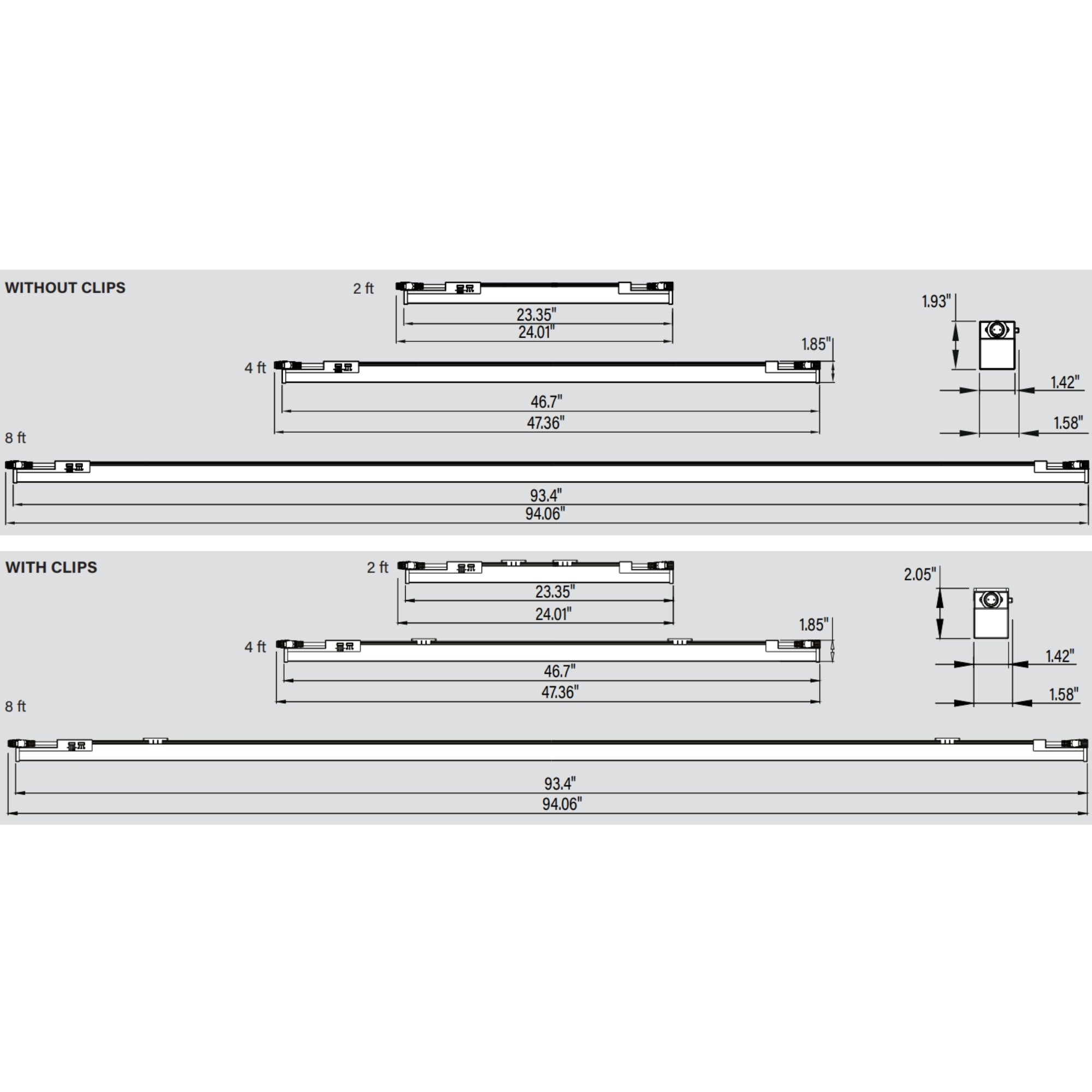 2ft LED Multi-Purpose Linear Fixture, 16W, 2100 Lumens, Selectable CCT, 120-277V
