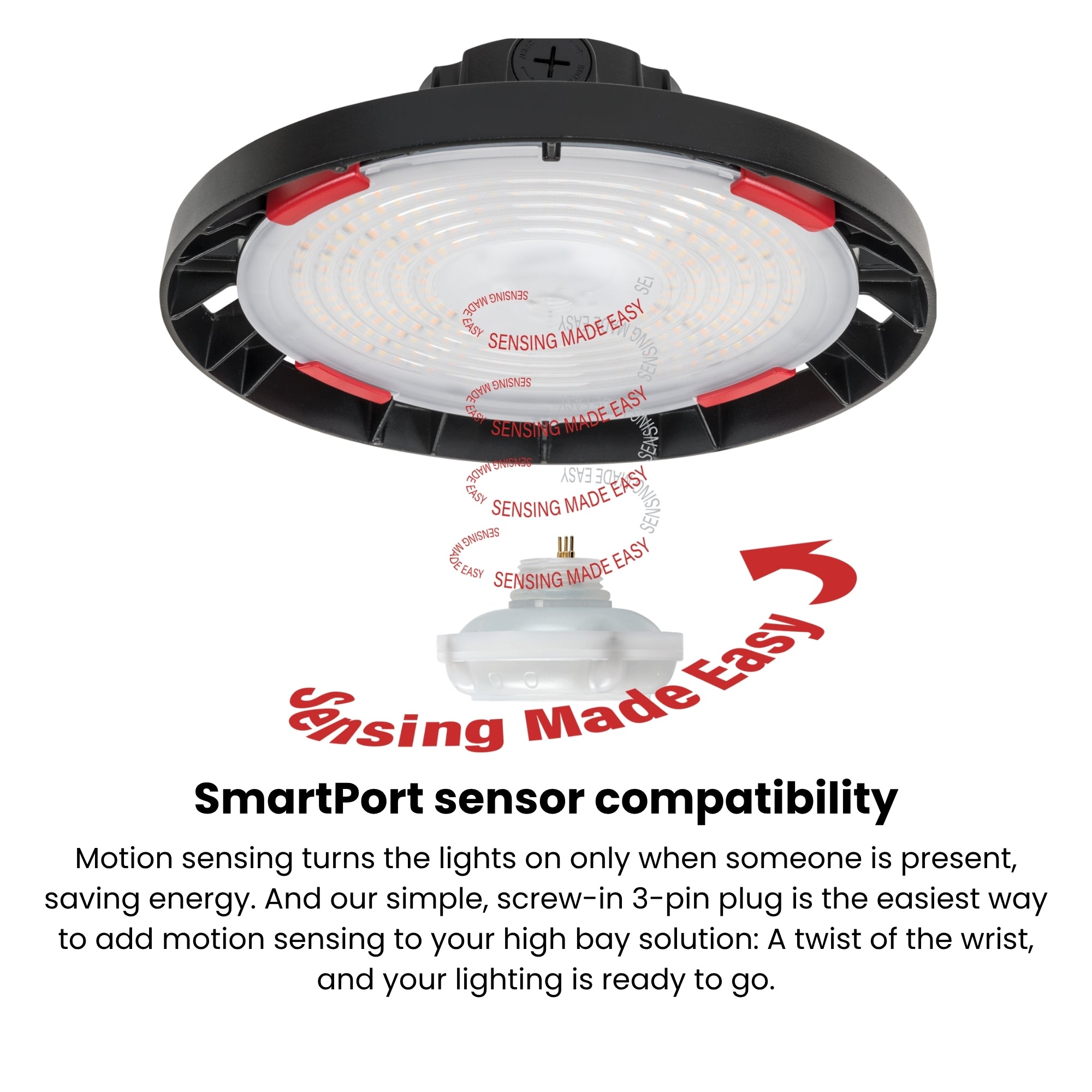 Keystone XFit OpticSwap UFO LED High Bay 23850 Lumens Selectable 150W/100W/80W Selectable CCT 120-277V Hook Mount Black