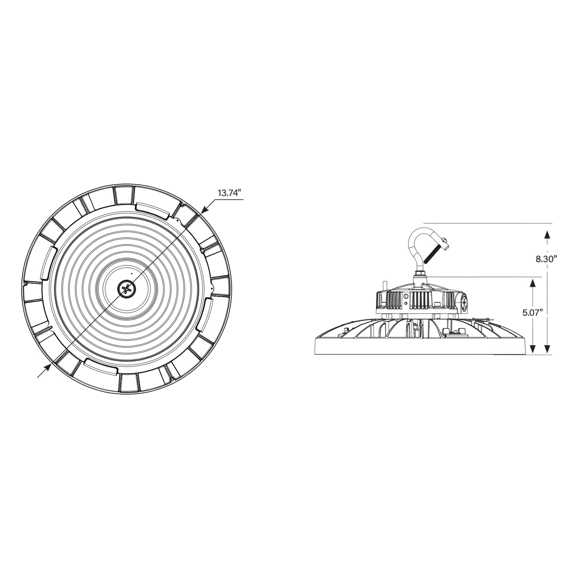 Keystone XFit OpticSwap UFO LED High Bay 31400 Lumens Selectable 200W/150W/100W Selectable CCT 120-277V Hook Mount Black