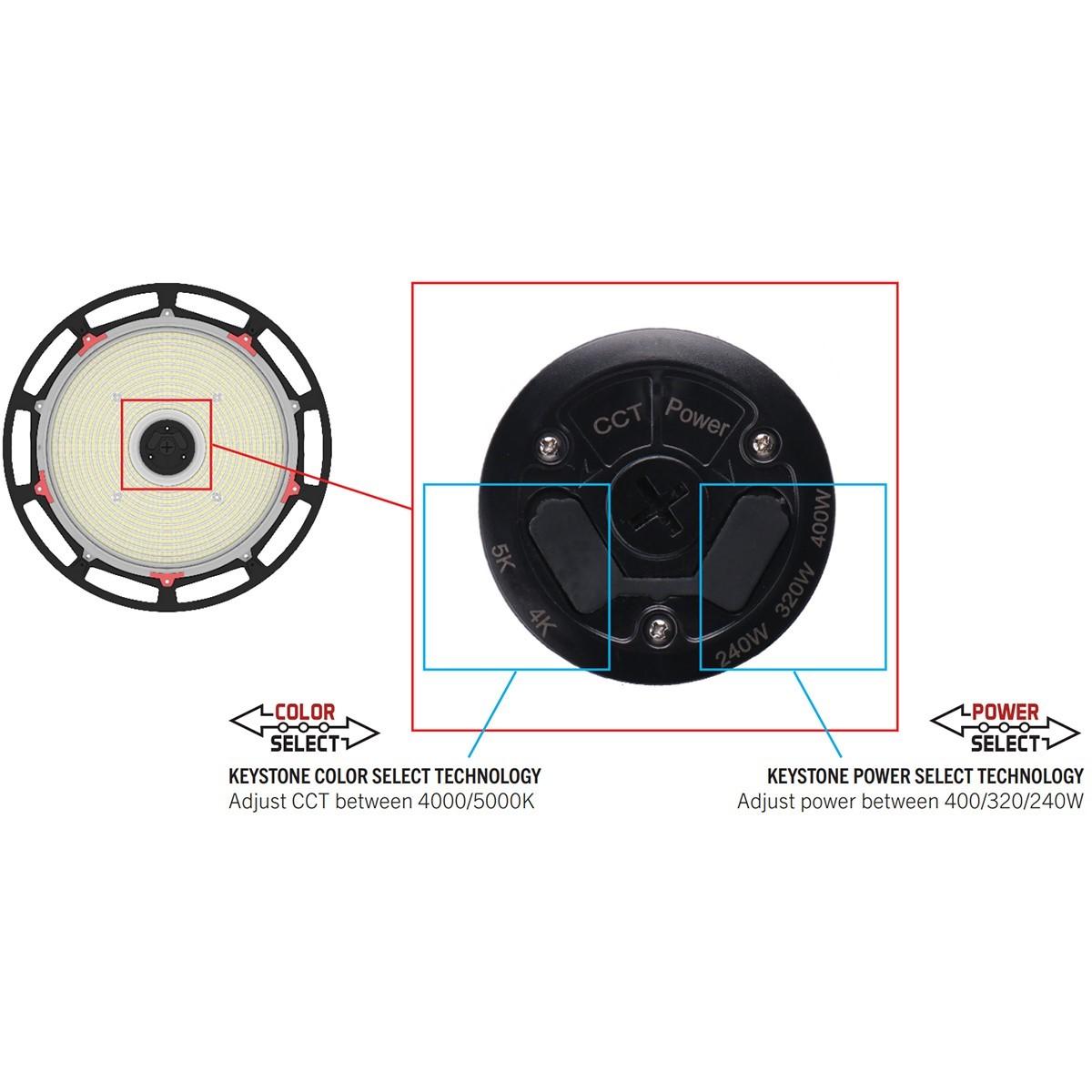 Industrial Round High Bay LED Light, 400 Watts 60,000 Lumens, Selectable 4000K/5000K, 120-277V - Bees Lighting