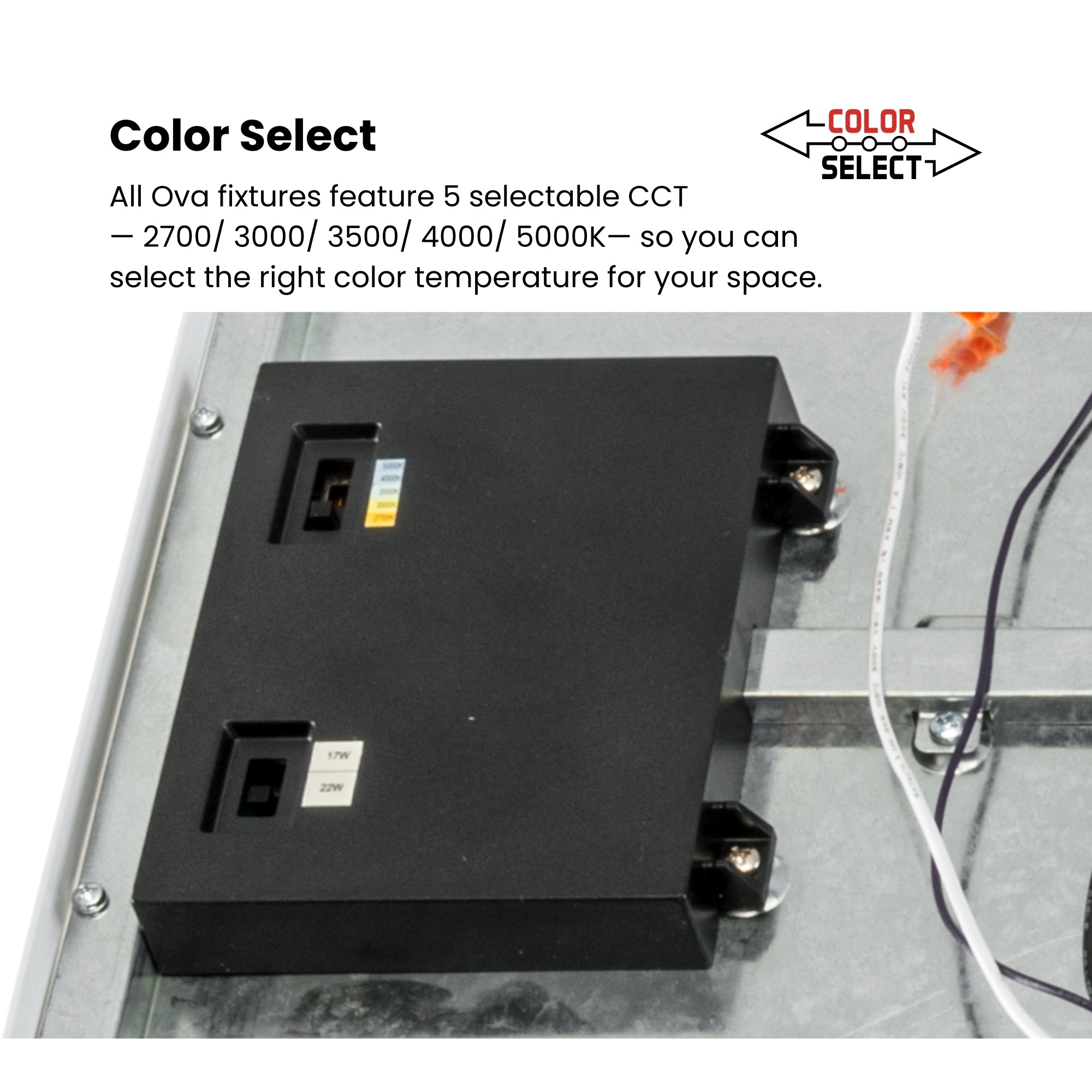 1x2 LED Surface Mount Panel, 22W, 2120 Lumens, Selectable CCT, 120-277V