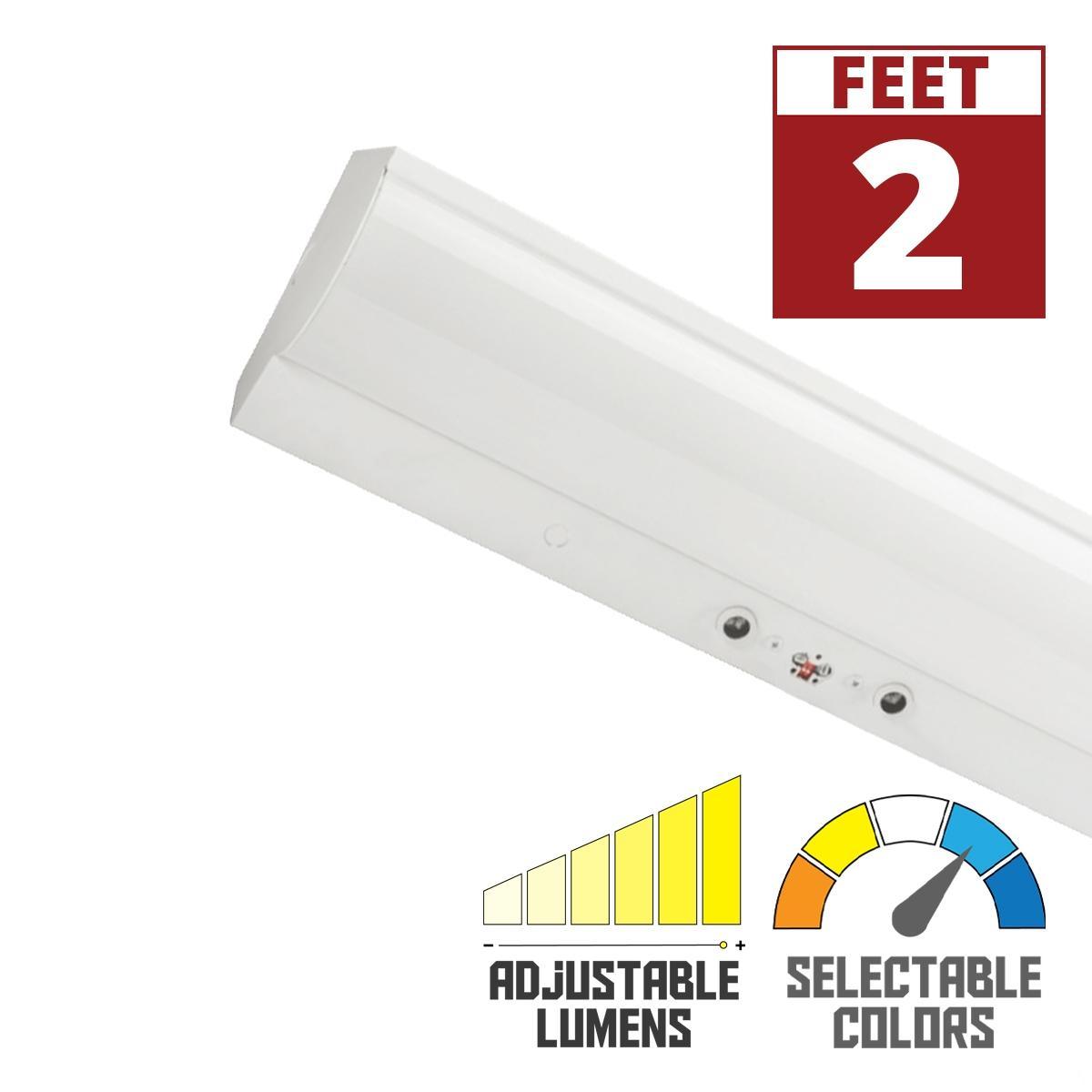 2,000-3,150 Lumens 2ft LED Strip Light Fixture 15-25 Watts 35K/40K/50K 120-277V Occupancy Sensor