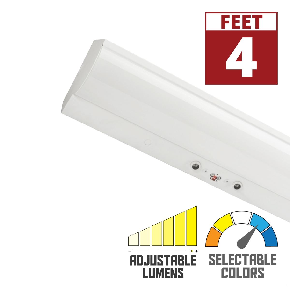 4,000-5,500 Lumens 4ft LED Strip Light Fixture 30-45 Watts 35K/40K/50K 120-277V Occupancy Sensor