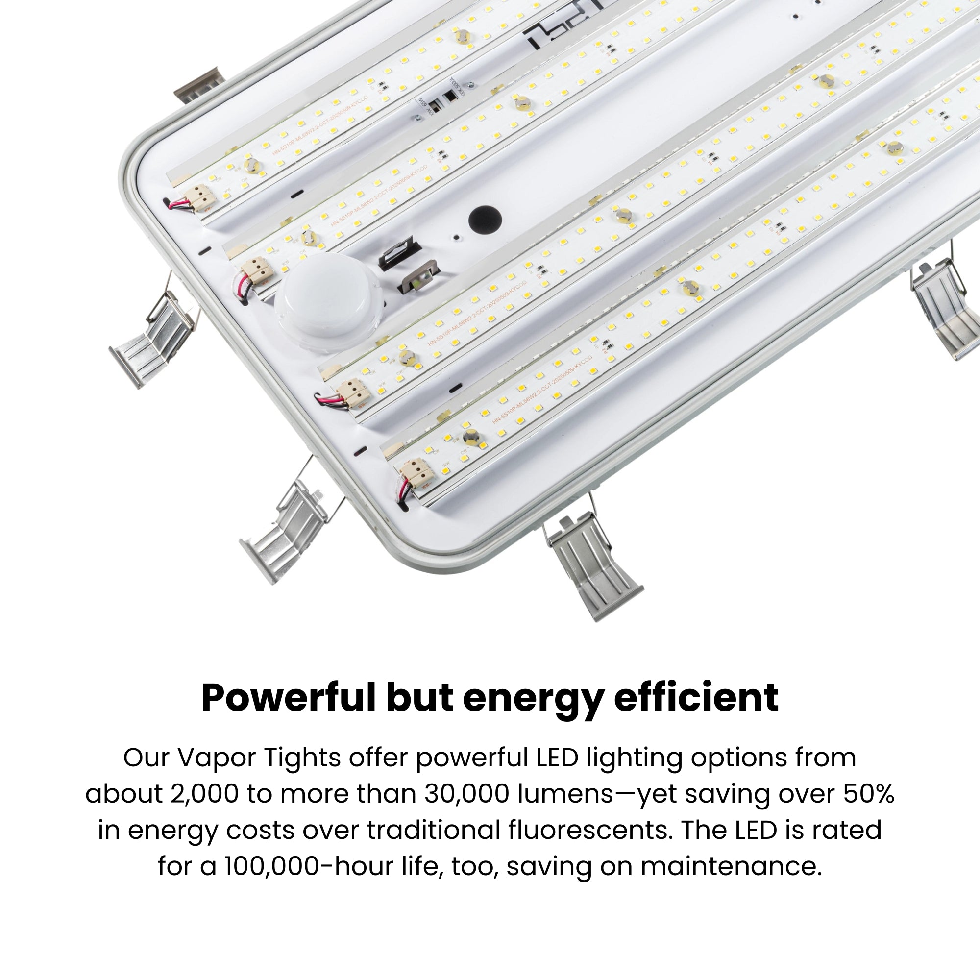Keystone XFit Vapor Tight High Bay 14700 Lumens Selectable 105W/90W/75W Selectable CCT 120-277V Suspended Mount