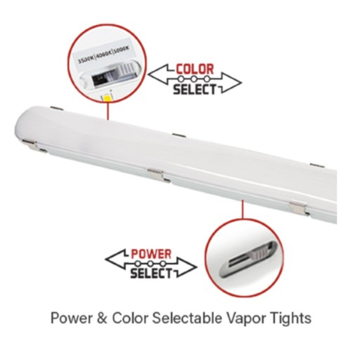4ft LED Vapor Tight Fixture, 5800lm, 44W, 35K/40K/50K, 120-277V - Bees Lighting