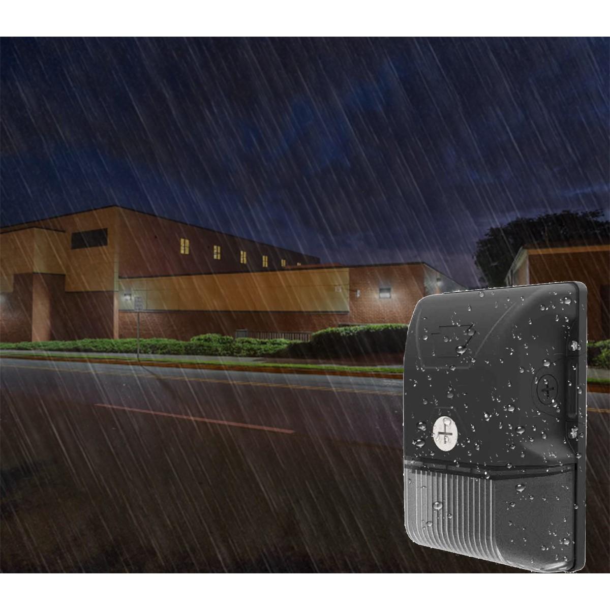 LED Mini Wall Pack With Photocell, 20 Watts, 2700 Lumens, 30K/40K/50K, 120-277V, Black Finish - Bees Lighting