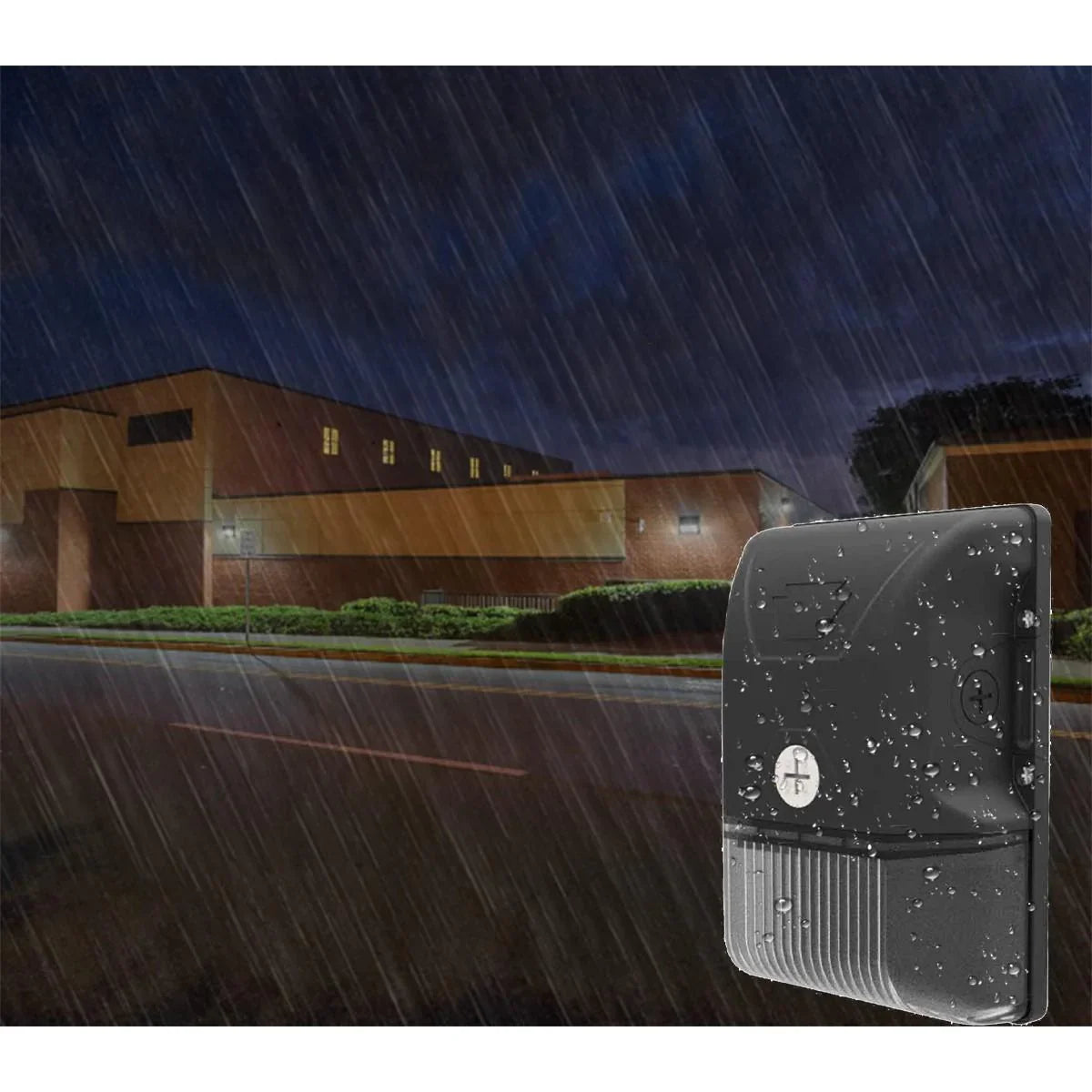 LED Mini Wall Pack With Photocell, 20W, 2700 Lumens, 30K/40K/50K, 120-277V, Black - Bees Lighting