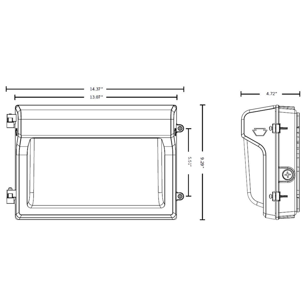 Slim LED Wall Pack, 11000 Lumens, 55|70|80W, 30K|40K|50K, On|Off Photocell, 120-277V - Bees Lighting