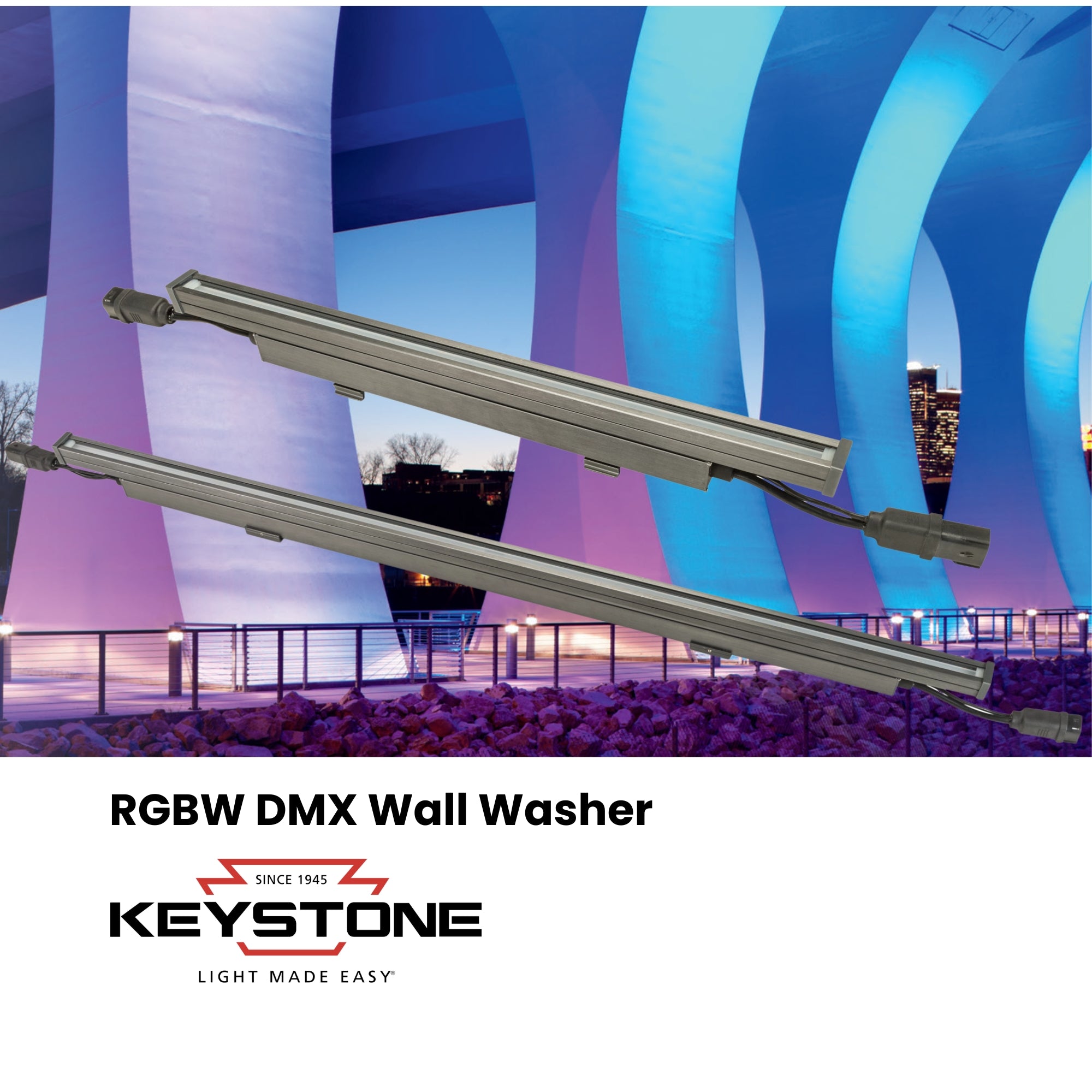 Keystone Mistik 48-Inch LED Wall Washer 1110 Lumens 24W RGBW 120-277V Hinged Mount Medium Black