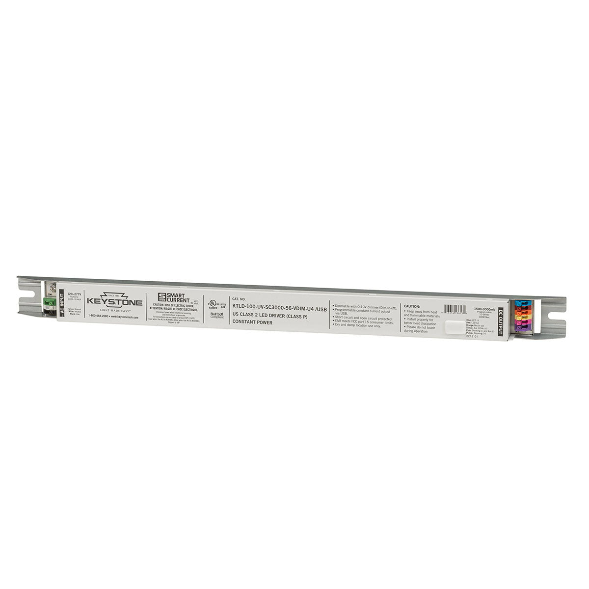 SmartCurrent 100Watts, USB Programmable LED Driver 1500-3000mA, 0-10V Dimming, 120-277V - Bees Lighting