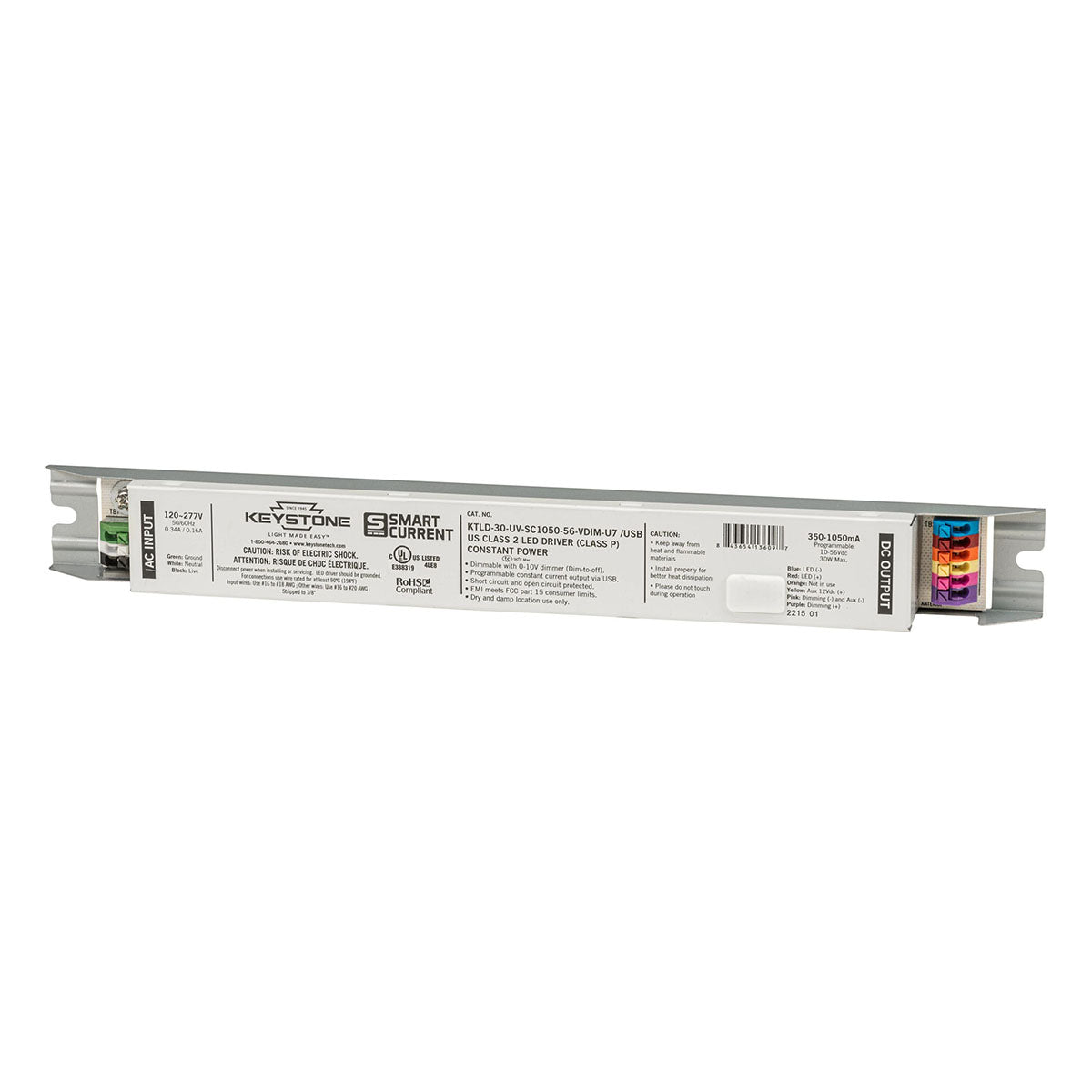 SmartCurrent, 30W, 350-1050mA Programmable LED Driver, 0-10V Dimming, 120-277V Input