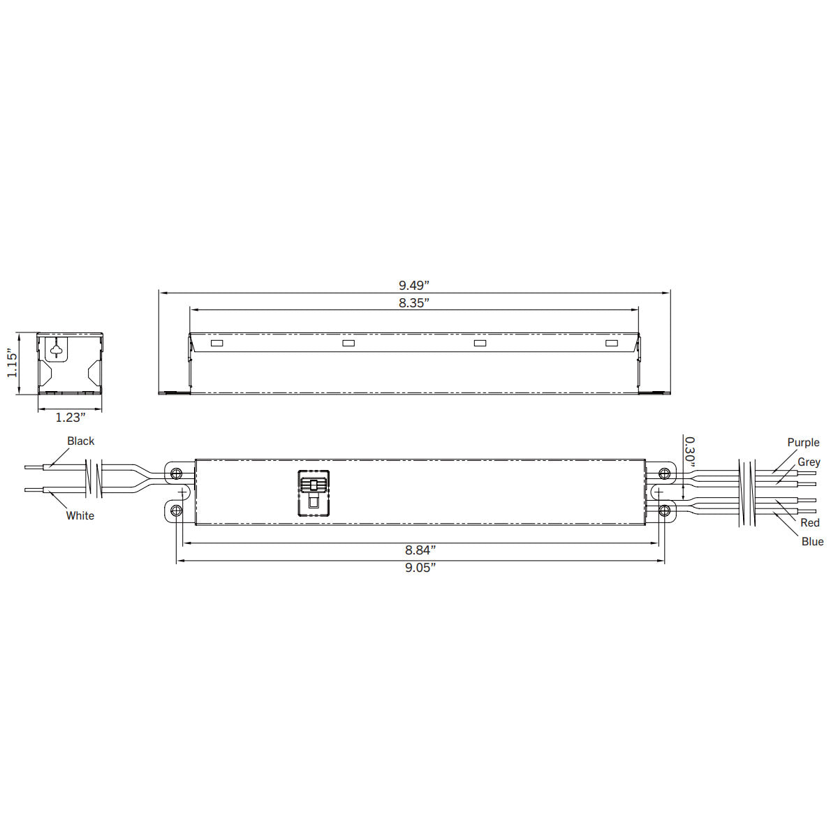 Power Select LED Driver, 45W, Adjustable Constant Current 700-850mA, 0-10V Dimming, 120-277V Input