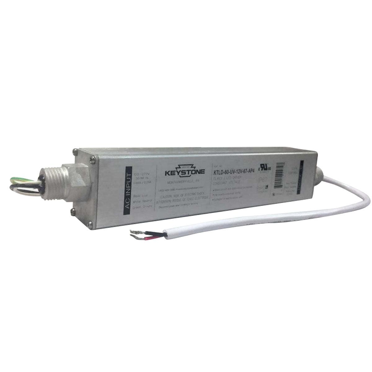 60 Watts, 12VDC Class 2 Constant Voltage LED Diver, 120-277V Input, IP67 Rated