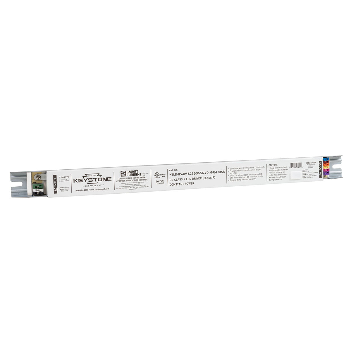 SmartCurrent 85Watts, USB Programmable LED Driver 860-2600mA, 0-10V Dimming, 120-277V - Bees Lighting