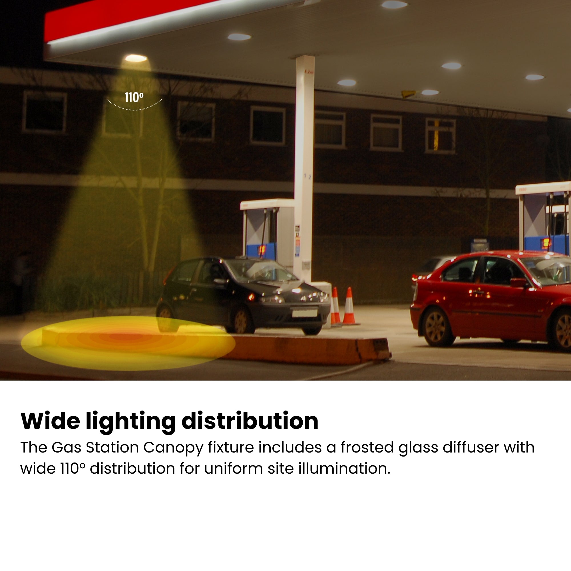 LED Gas Station Canopy Light, 150W, 22500 Lumens, 30K/40K/50K, 120-277V