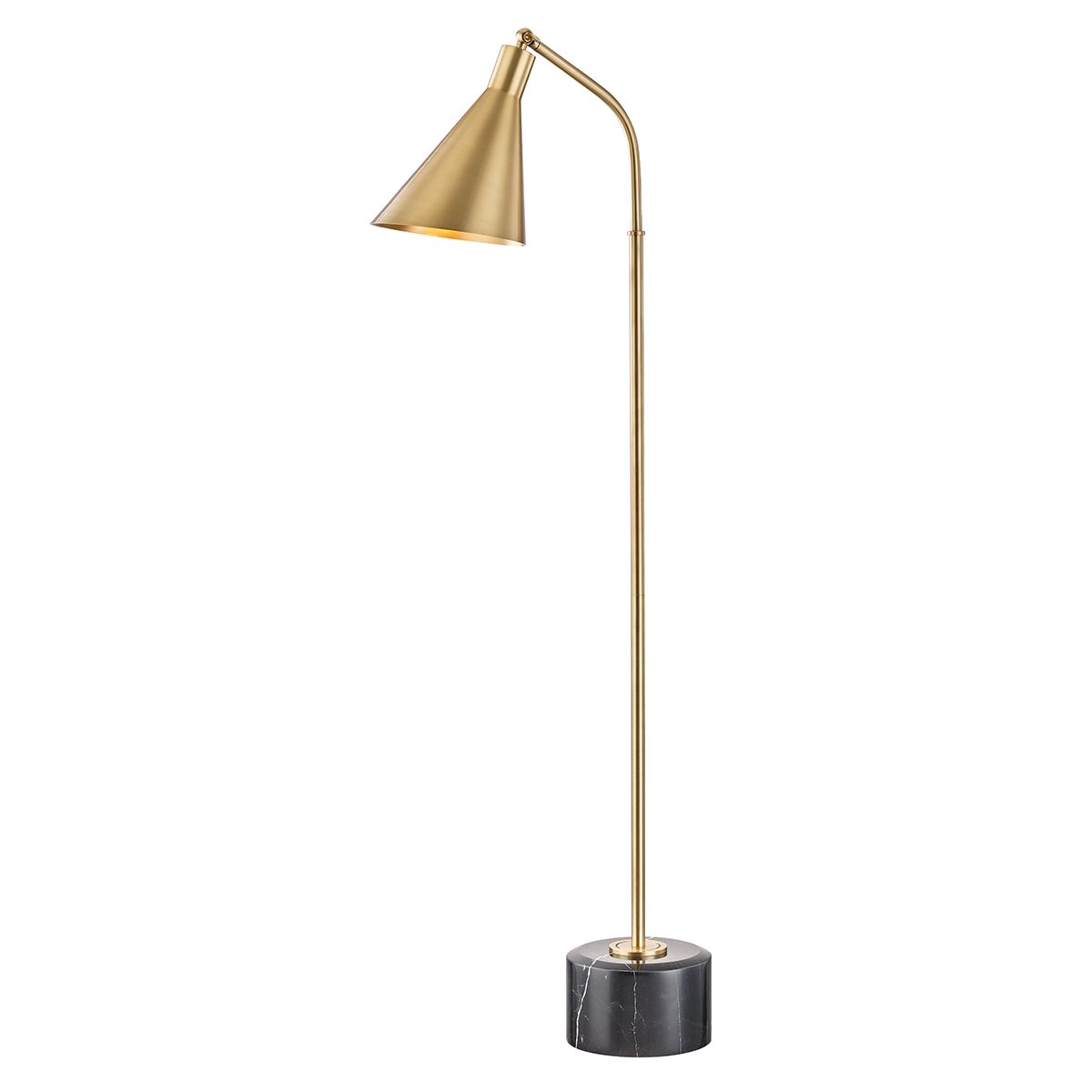 Stanton Floor Lamp Black Marble Base and Aged Brass Finish - Bees Lighting