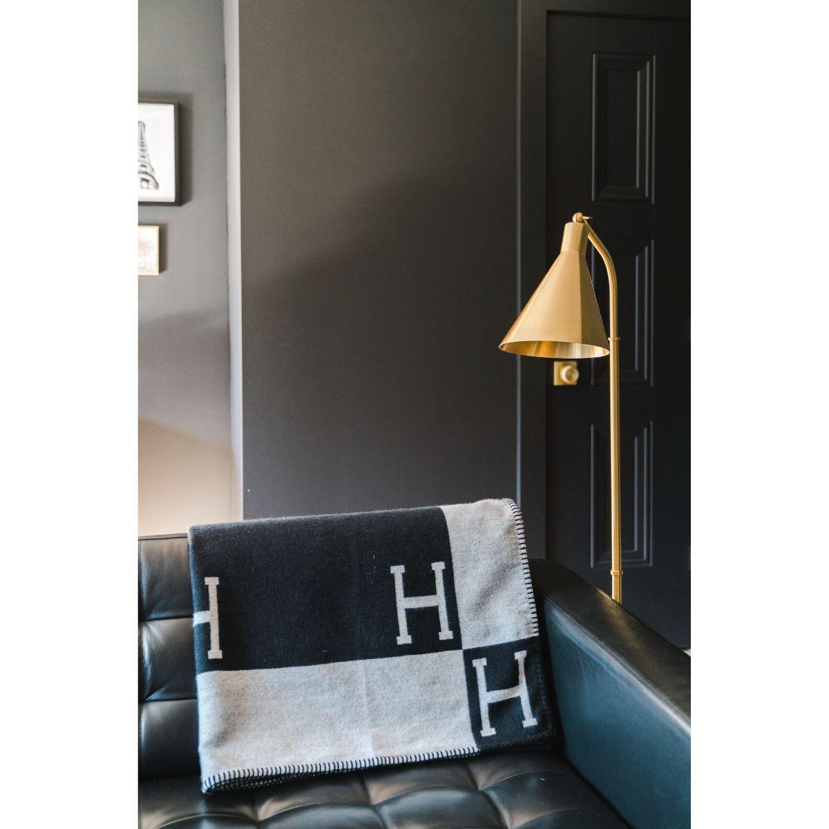 Stanton Floor Lamp Black Marble Base and Aged Brass Finish - Bees Lighting