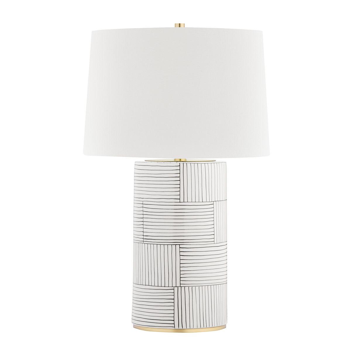 Borneo Table Lamp Aged Brass with White Stripes Combo Finish