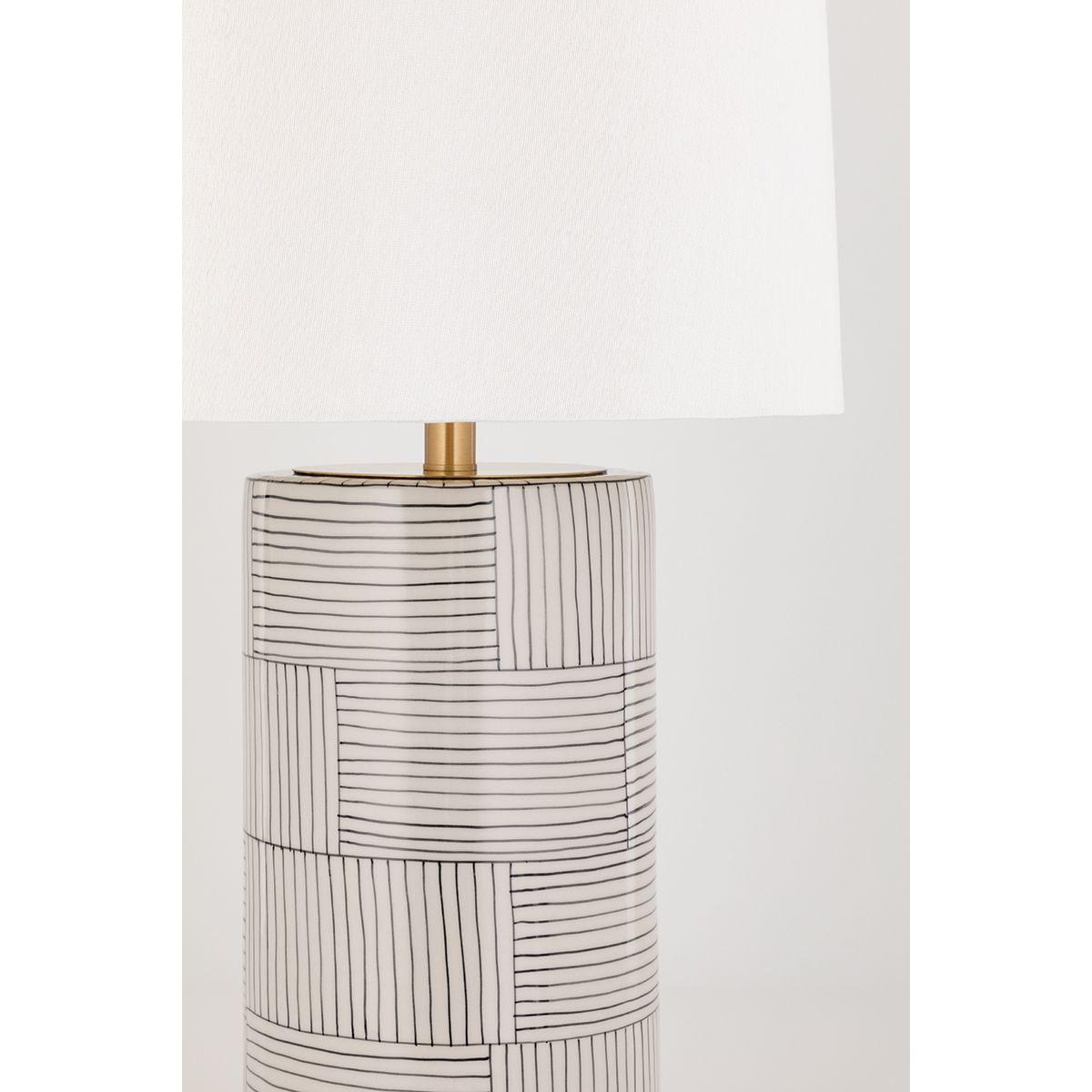 Borneo Table Lamp Aged Brass with White Stripes Combo Finish - Bees Lighting