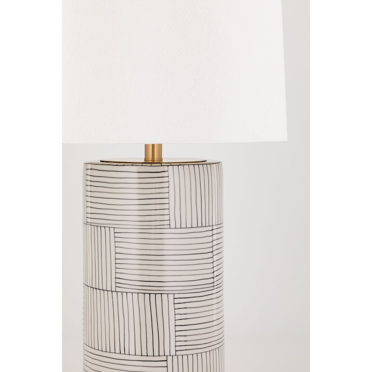 Borneo Table Lamp Aged Brass with White Stripes Combo Finish - Bees Lighting