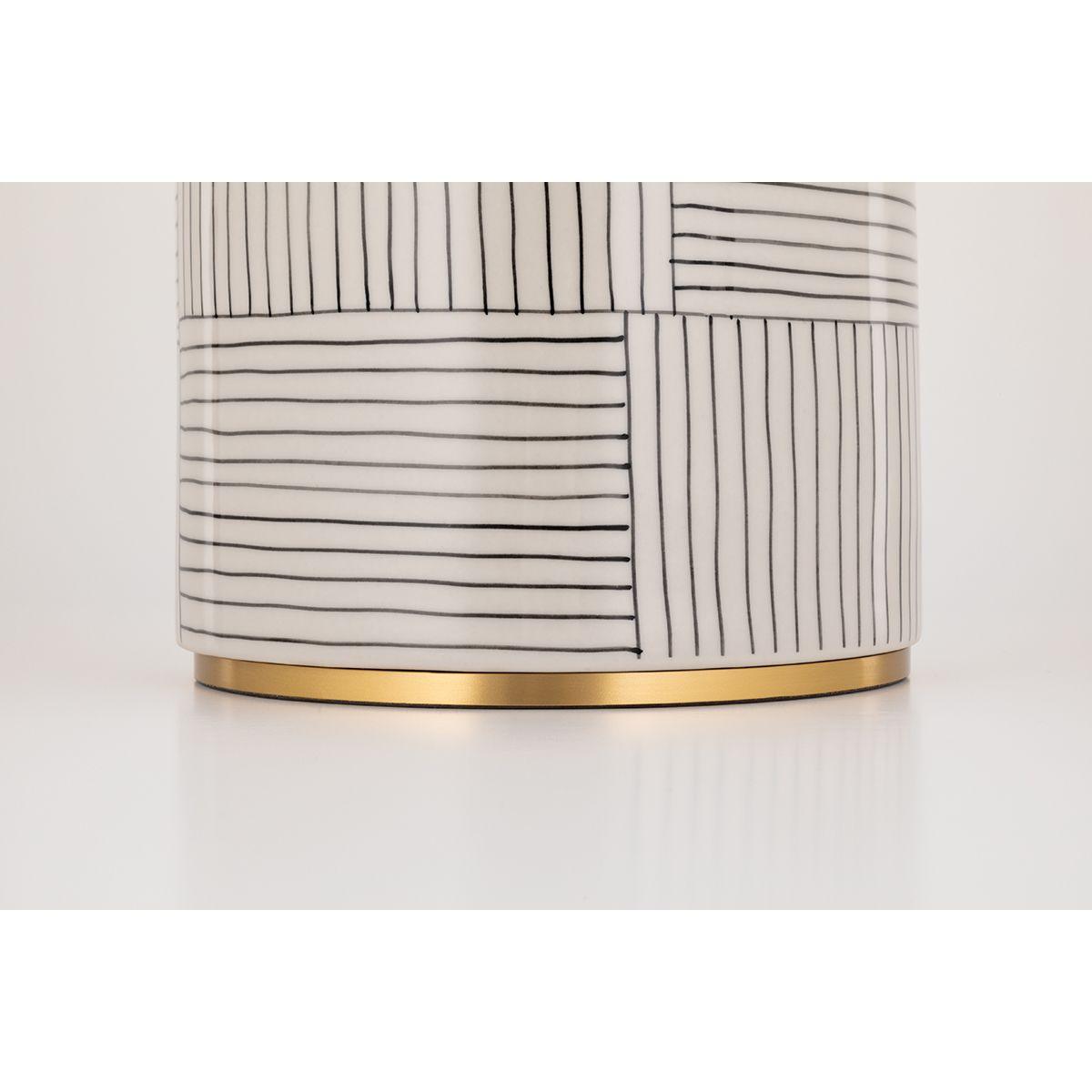 Borneo Table Lamp Aged Brass with White Stripes Combo Finish - Bees Lighting