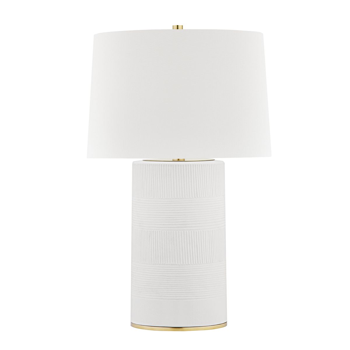 Borneo Table Lamp Aged Brass with Soft Off White Finish