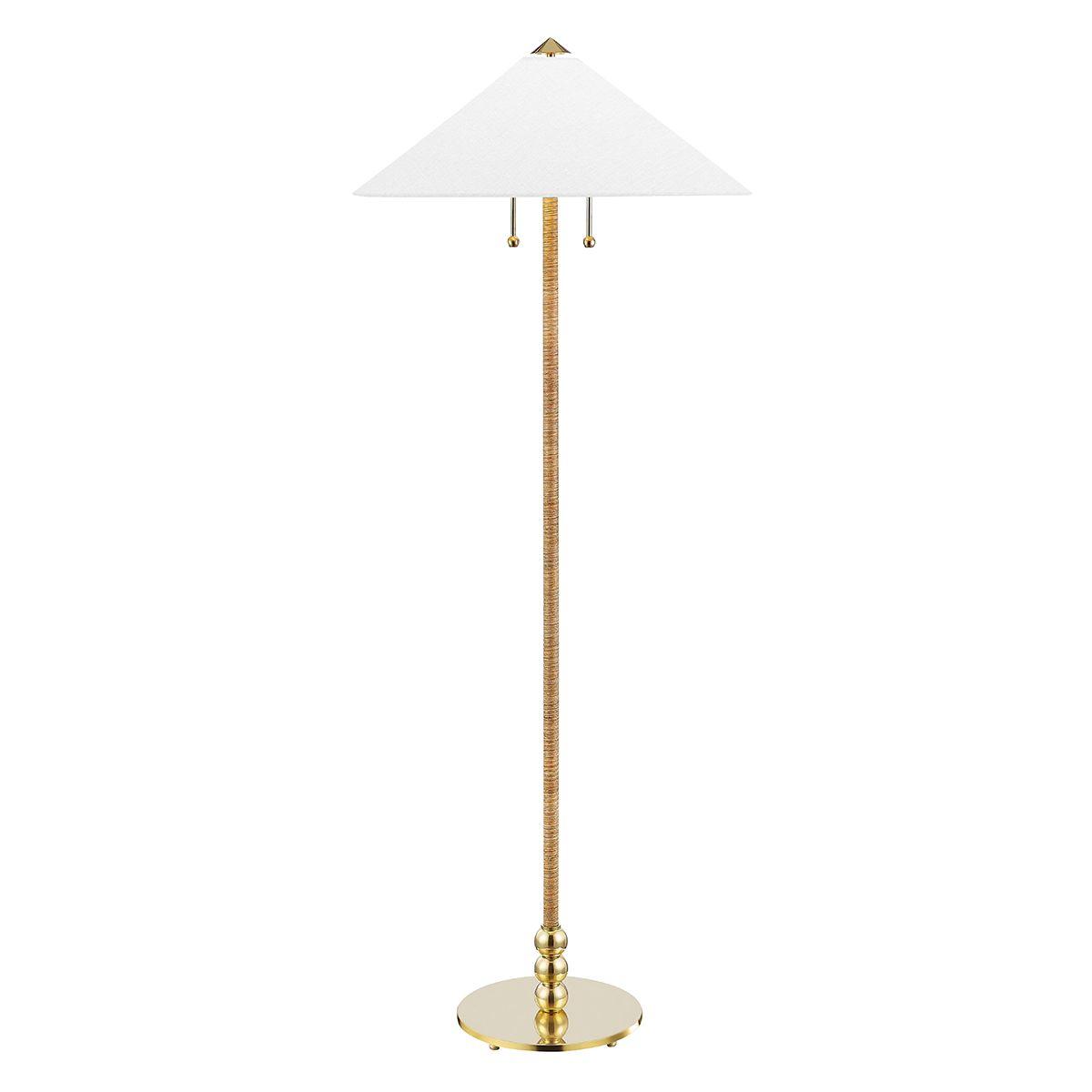 Flare 2 Lights Floor Lamp Aged Brass Finish - Bees Lighting