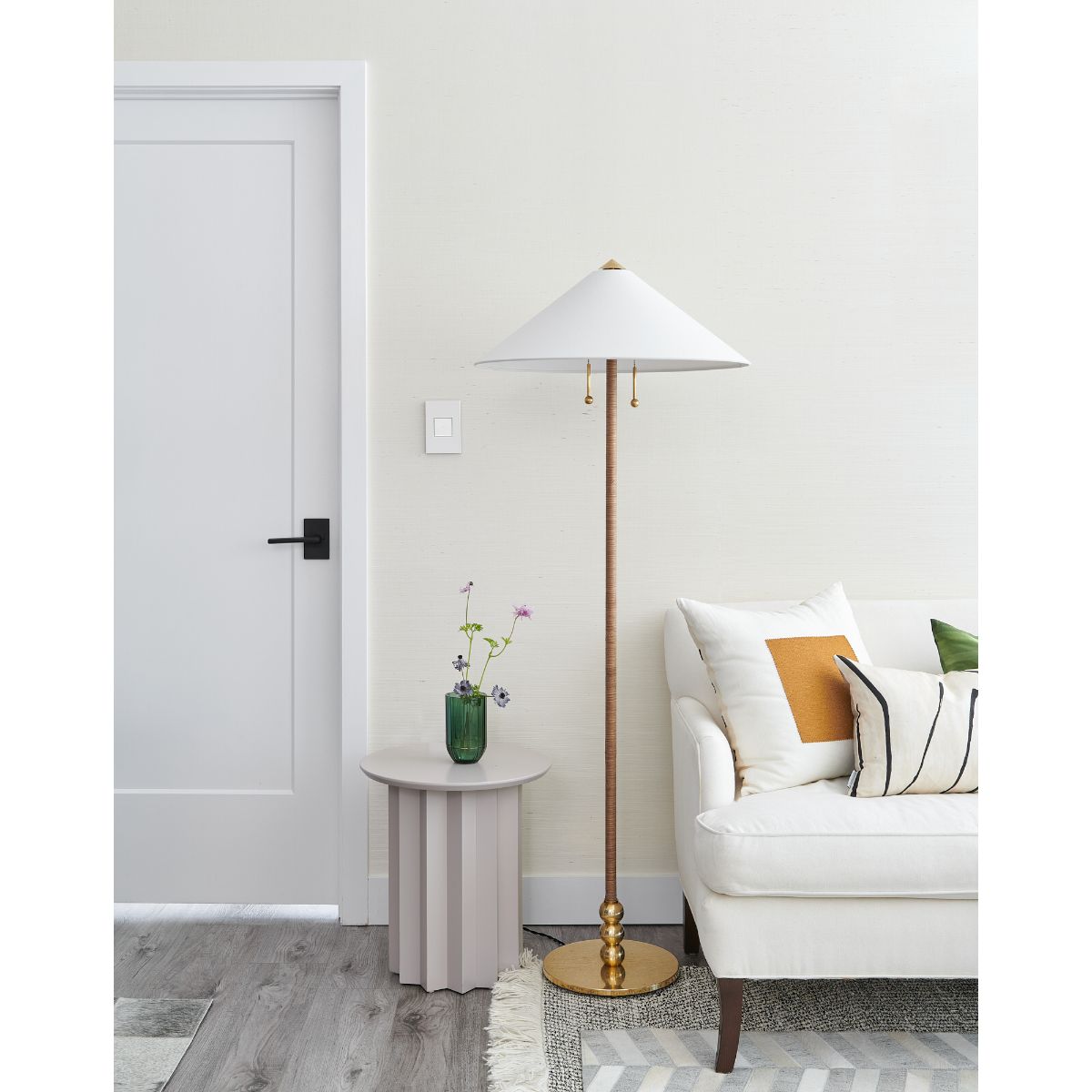 Flare 2 Lights Floor Lamp Aged Brass Finish - Bees Lighting