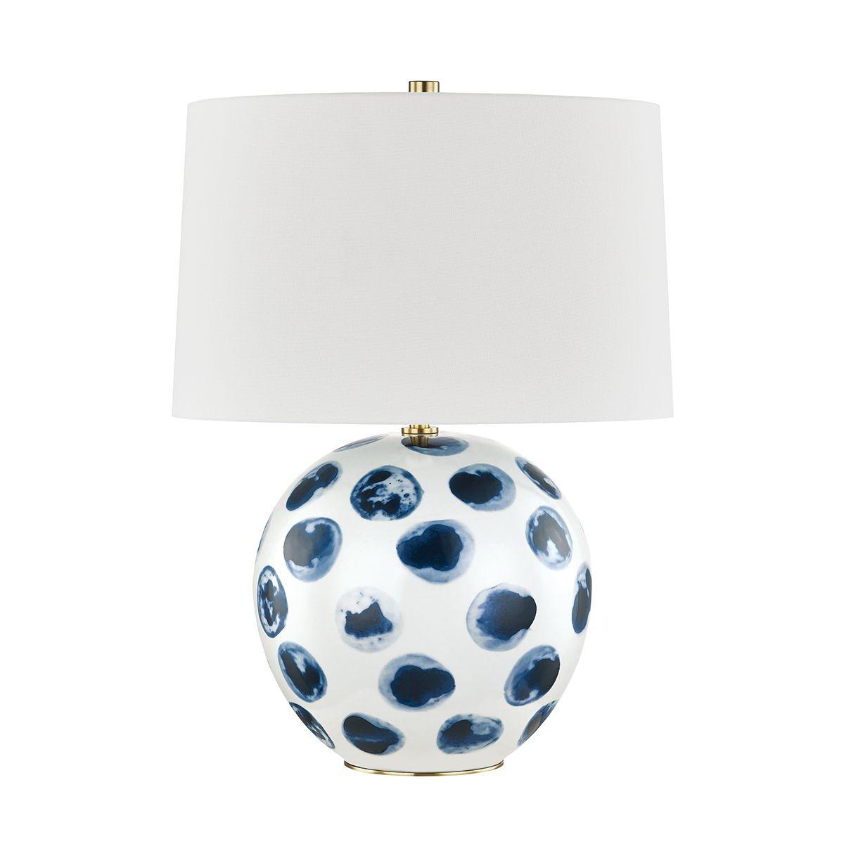 Blue Point Table Lamp White Bisque with Blue Dots Finish - Bees Lighting