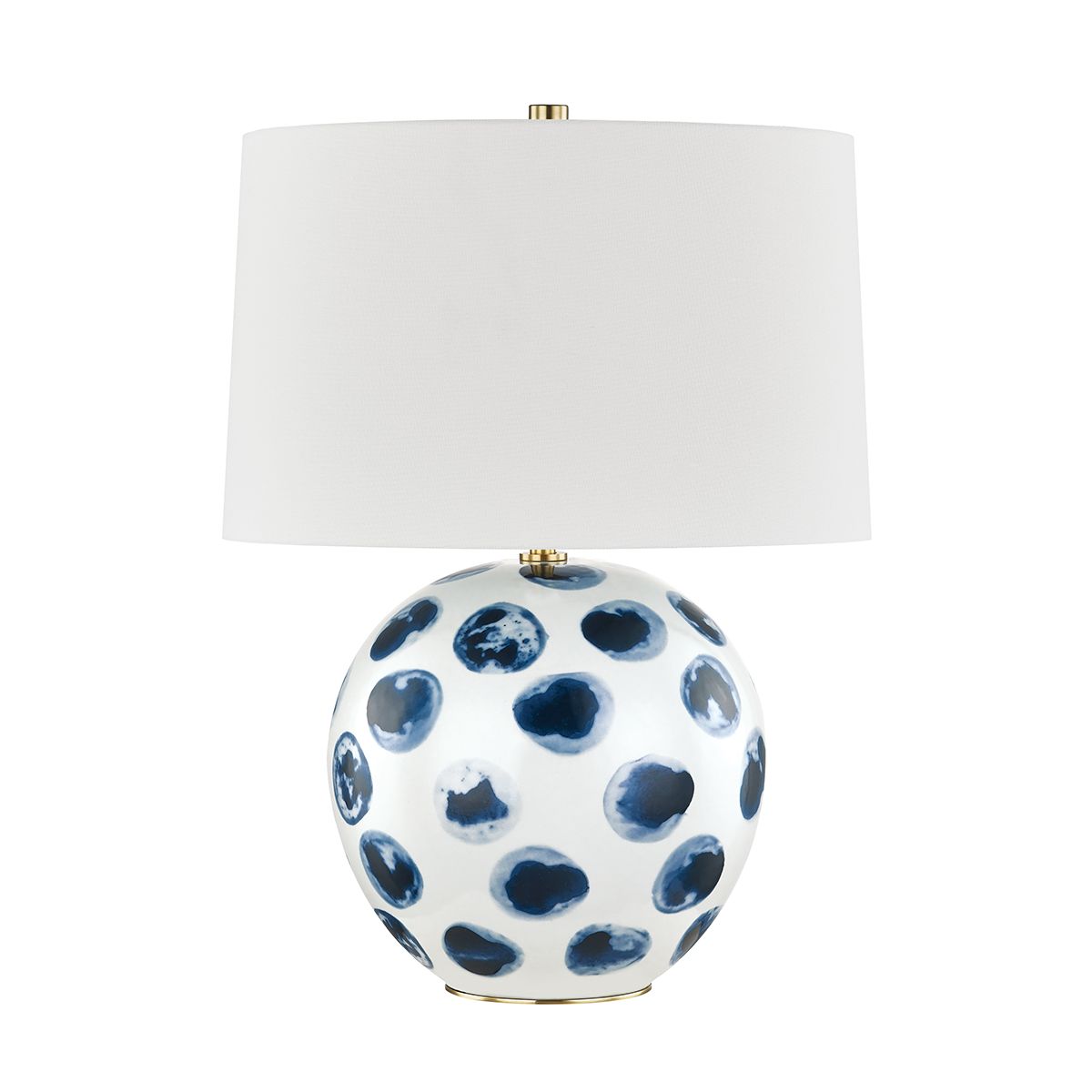 Blue Point Table Lamp White Bisque with Blue Dots Finish - Bees Lighting