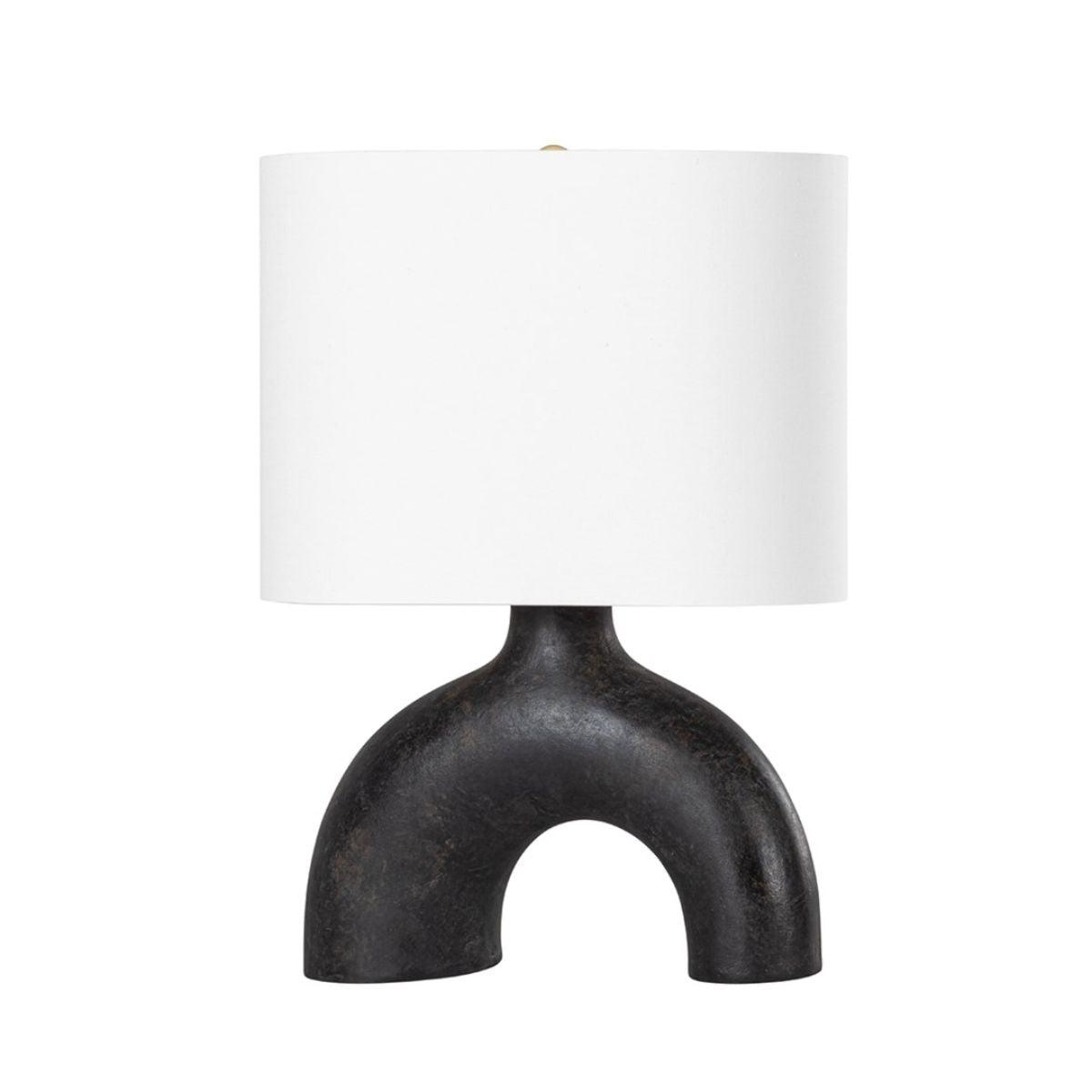 Valhalla Table Lamp Earth Charcoal Ceramic with Aged Brass Accents - Bees Lighting