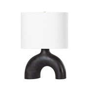 Valhalla Table Lamp Earth Charcoal Ceramic with Aged Brass Accents - Bees Lighting