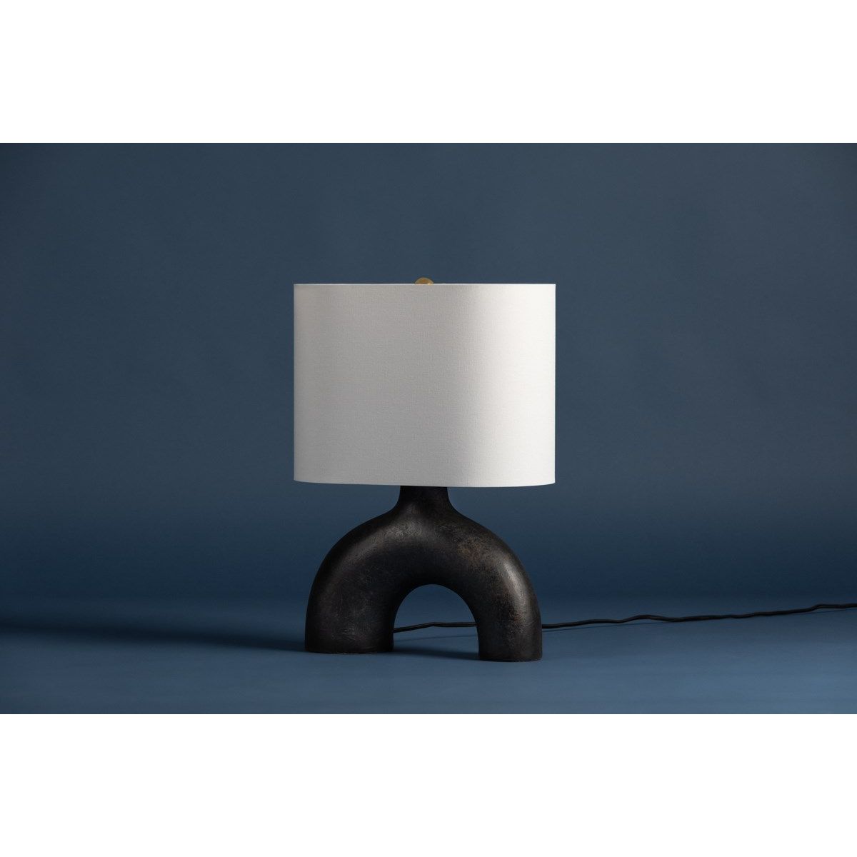 Valhalla Table Lamp Earth Charcoal Ceramic with Aged Brass Accents - Bees Lighting