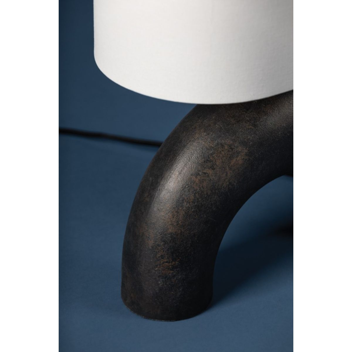 Valhalla Table Lamp Earth Charcoal Ceramic with Aged Brass Accents - Bees Lighting