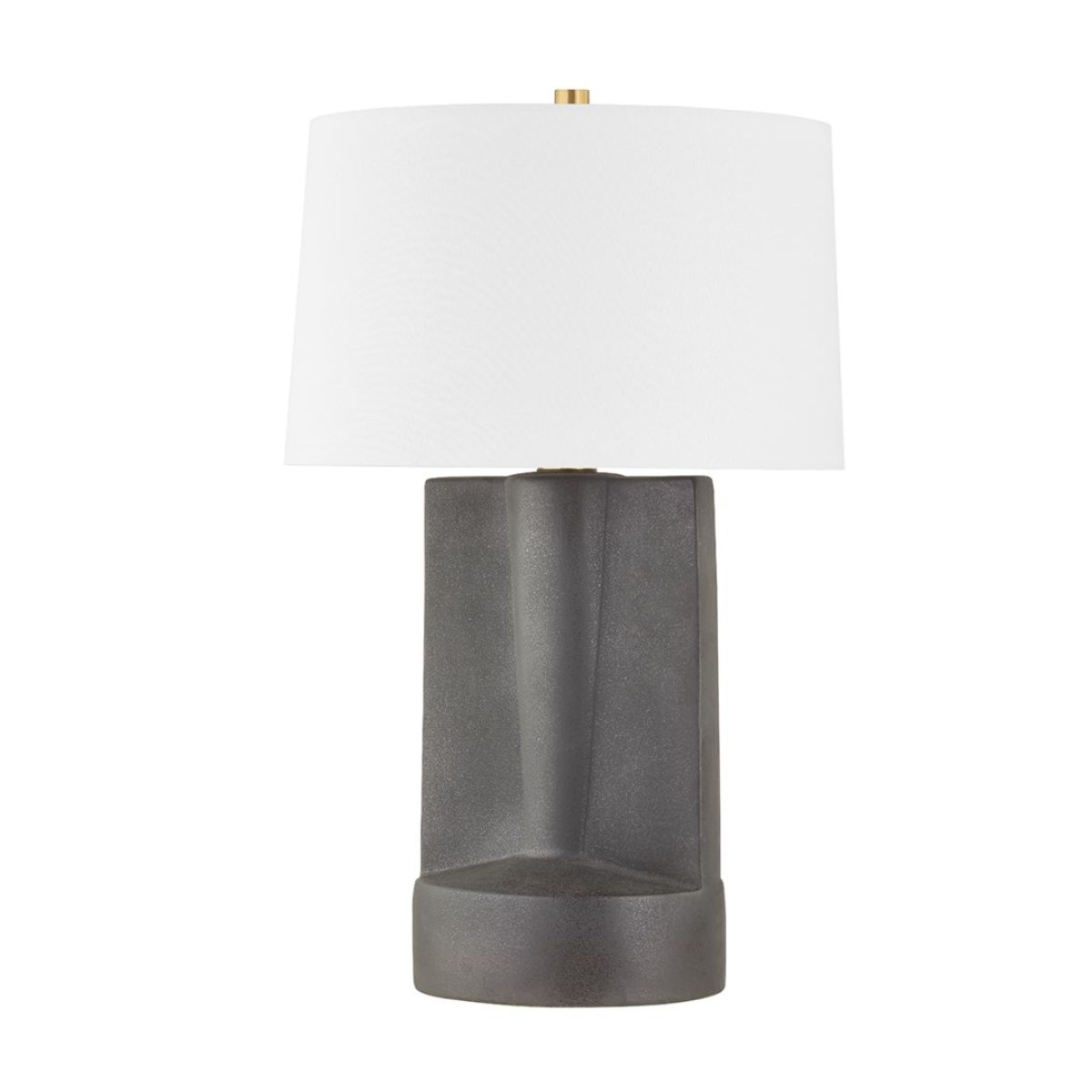 Wilson Table Lamp Ceramic Textured Dark Grey with Aged Brass Accents - Bees Lighting