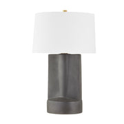 Wilson Table Lamp Ceramic Textured Dark Grey with Aged Brass Accents - Bees Lighting