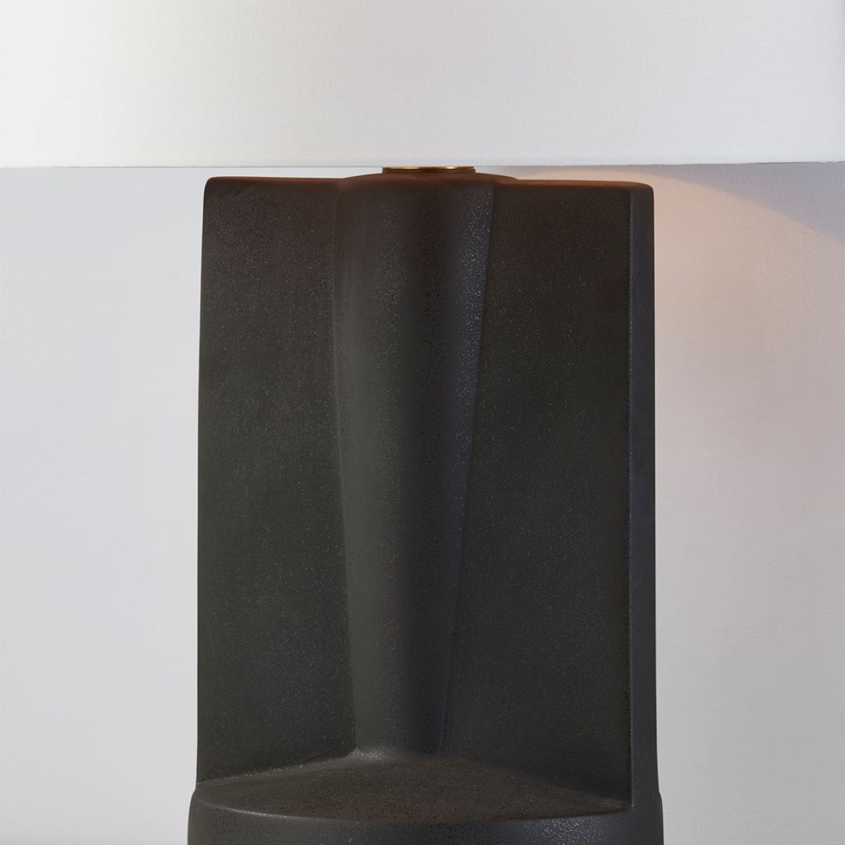 Wilson Table Lamp Ceramic Textured Dark Grey with Aged Brass Accents - Bees Lighting