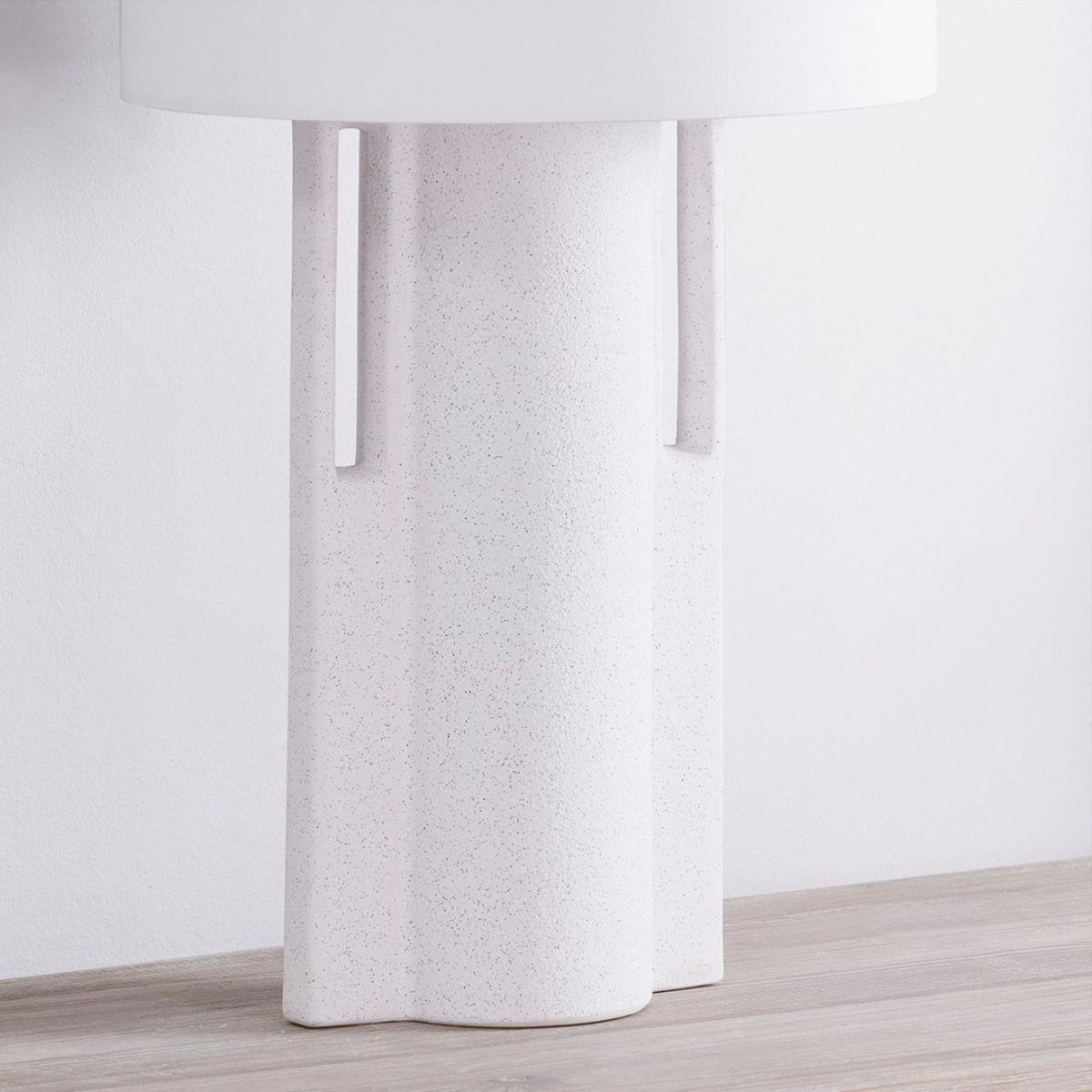 Sidney Table Lamp Ceramic Matte White Speck with Aged Brass Accents - Bees Lighting