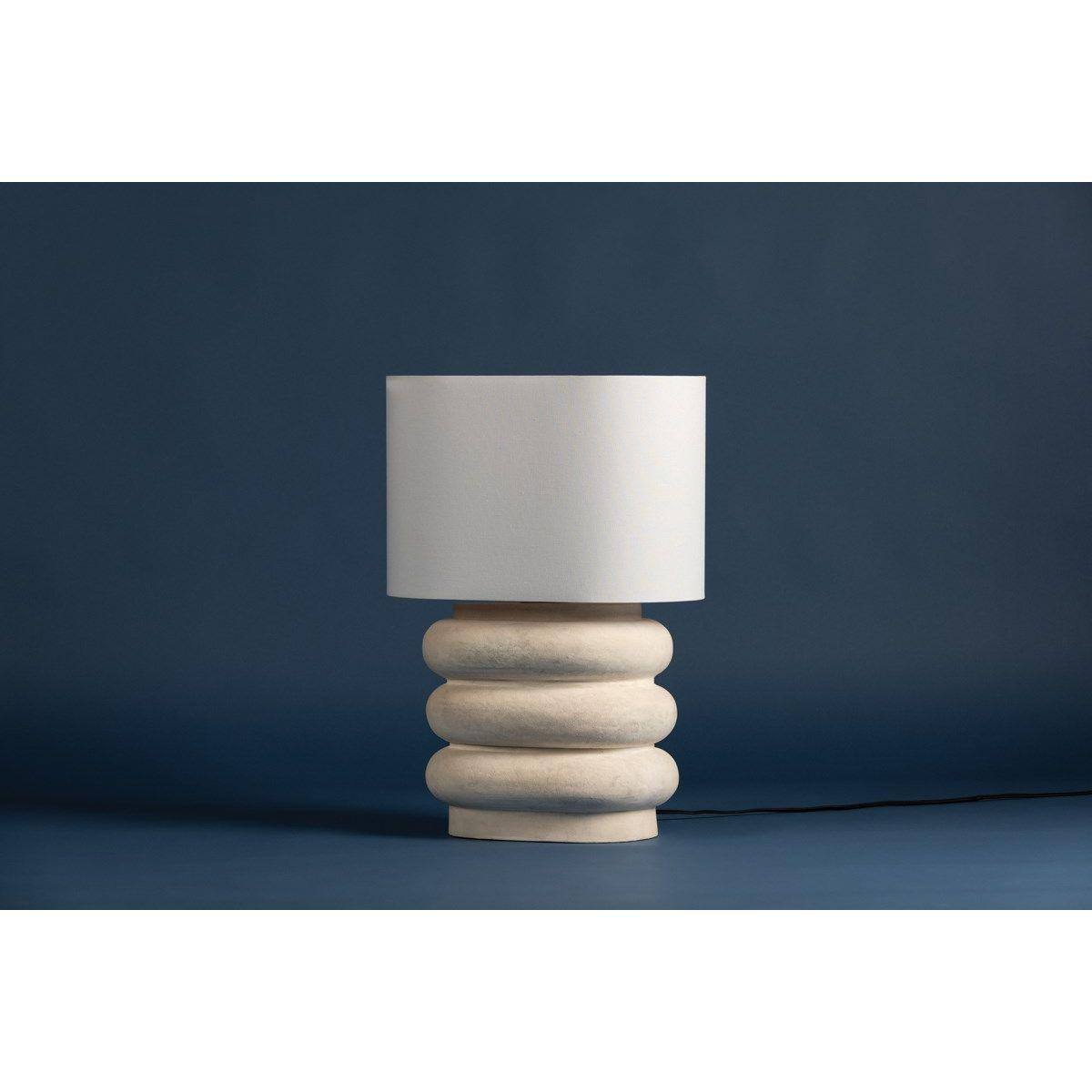 Ewing Table Lamp Weathered Ivory Ceramic and Aged Brass Accents - Bees Lighting